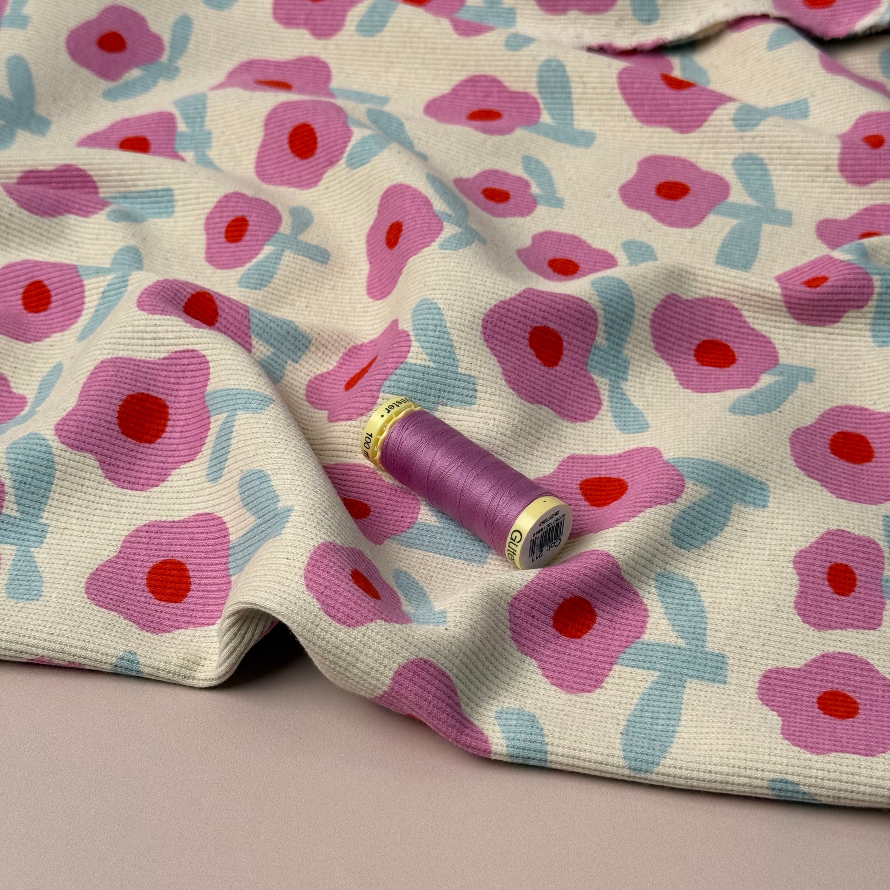Natural Flowers Organic GOTS Cotton Ribbed Jersey