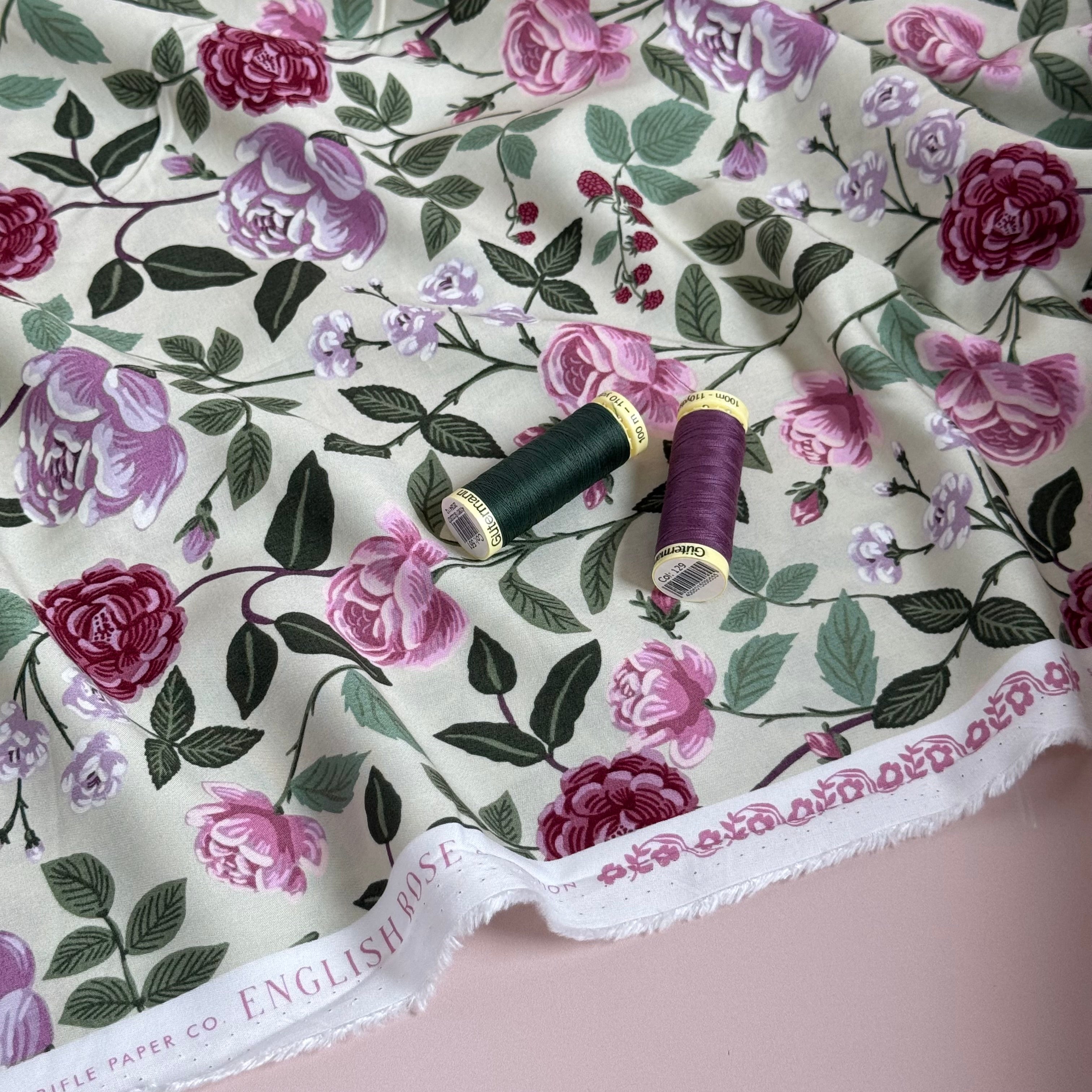 Rifle Paper Co - Roses in Plum Rayon from English Rose