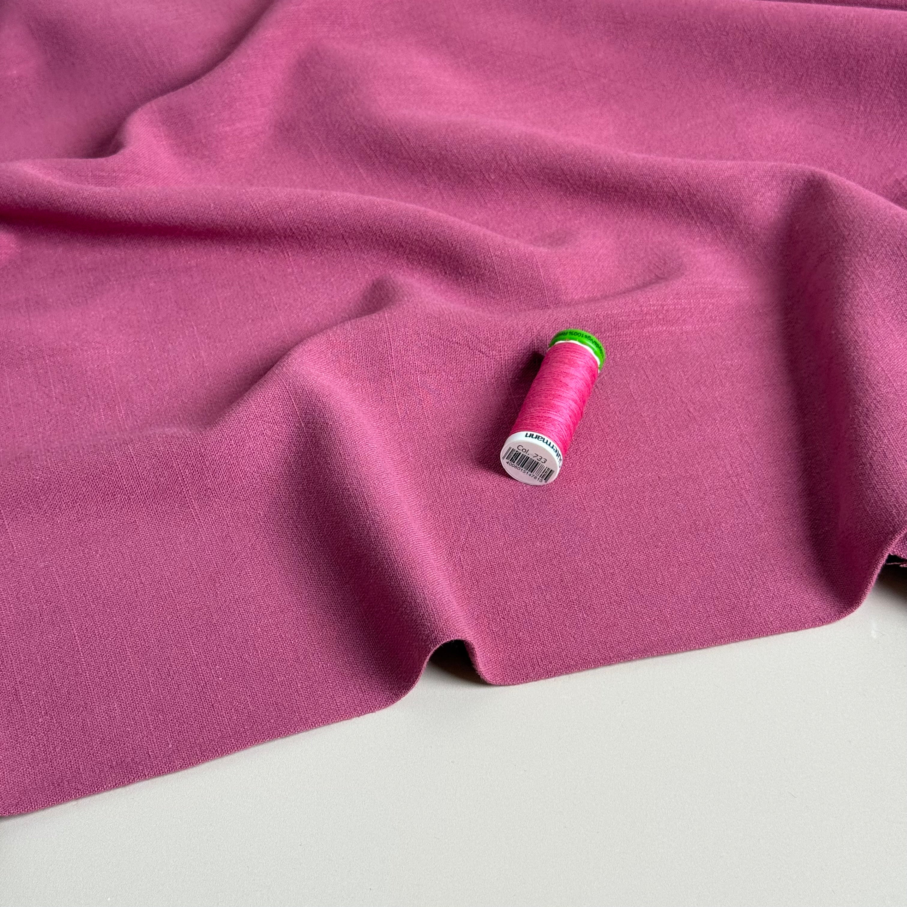 Flow Raspberry Viscose Linen Blend Dress Fabric
