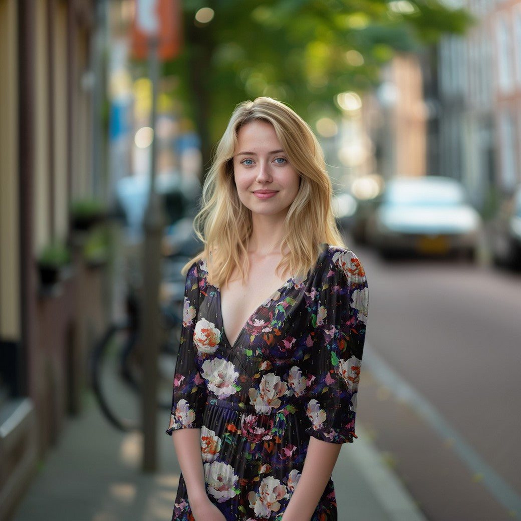 Impressionist Florals with Lurex Viscose Fabric