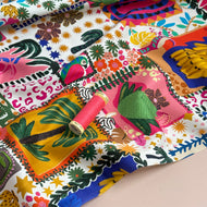 Tropical Patchwork Cotton Sateen Fabric