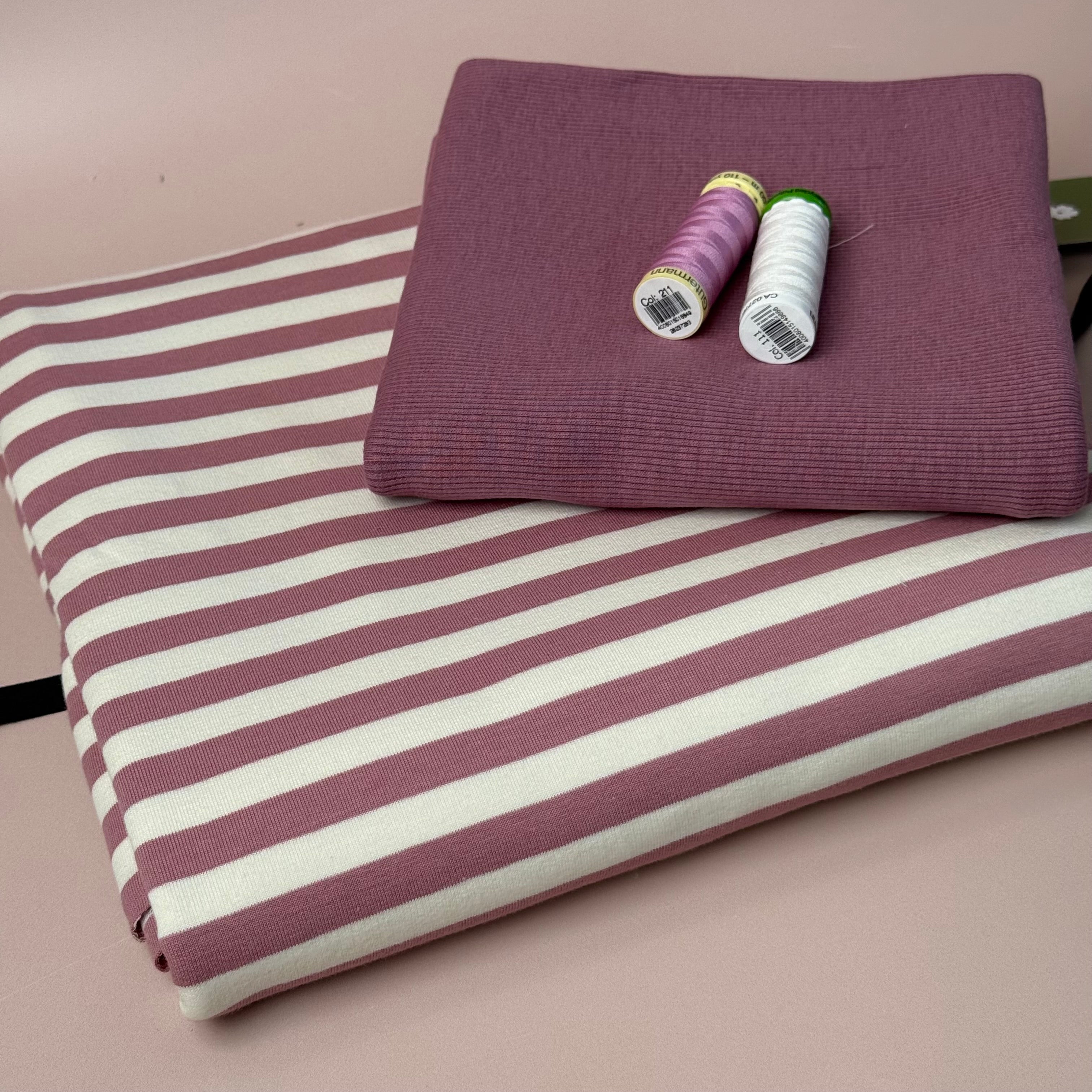 Colour Bundles - Pink Stripe Cotton French Terry & Ribbingpi