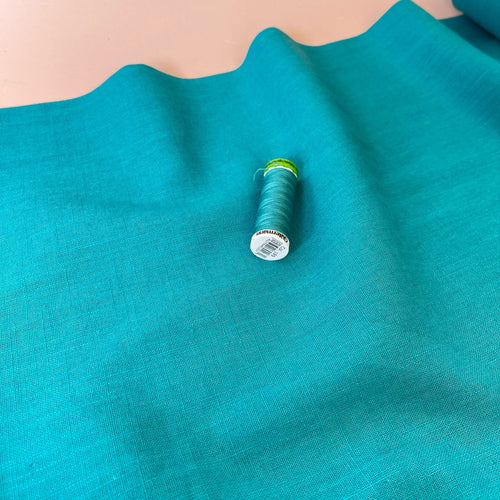 Breeze Turquoise - Enzyme Washed Pure Linen Fabric