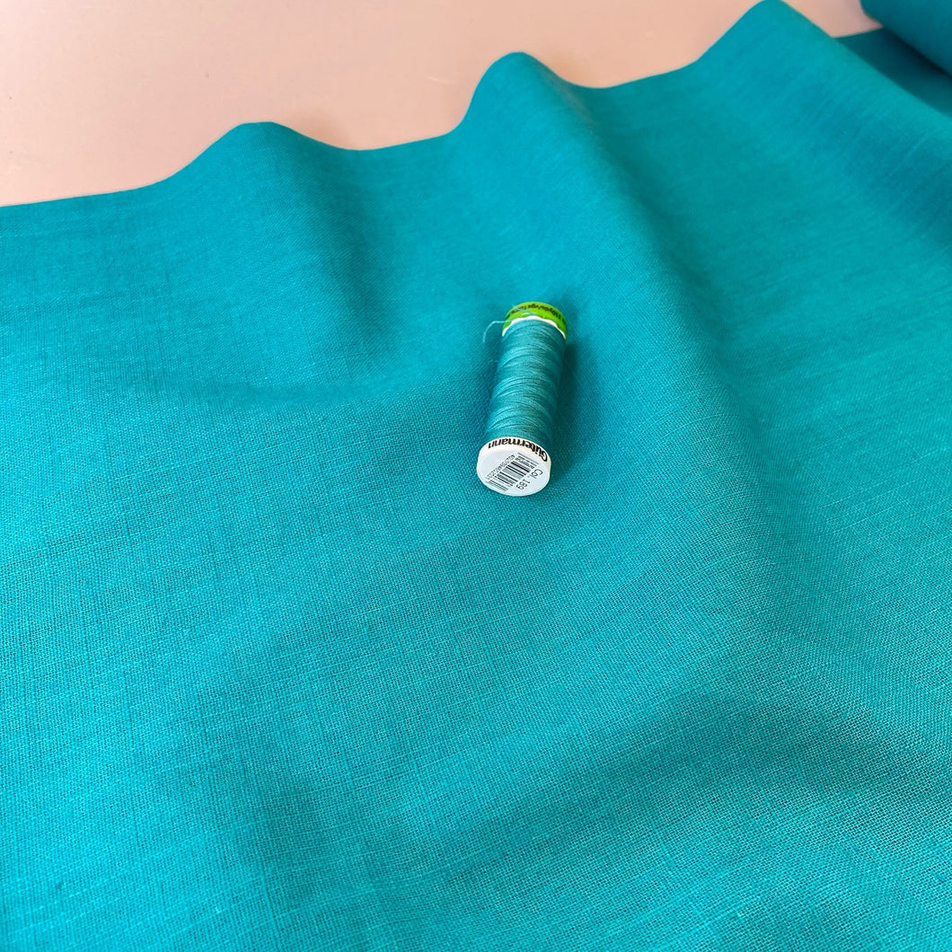 Breeze Turquoise - Enzyme Washed Pure Linen Fabric