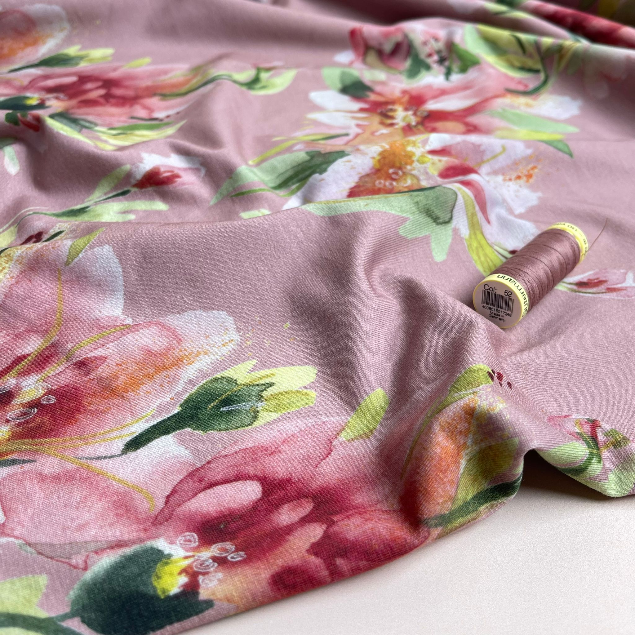 Danish Design - Dusty Rose Floral Cotton Jersey Fabric