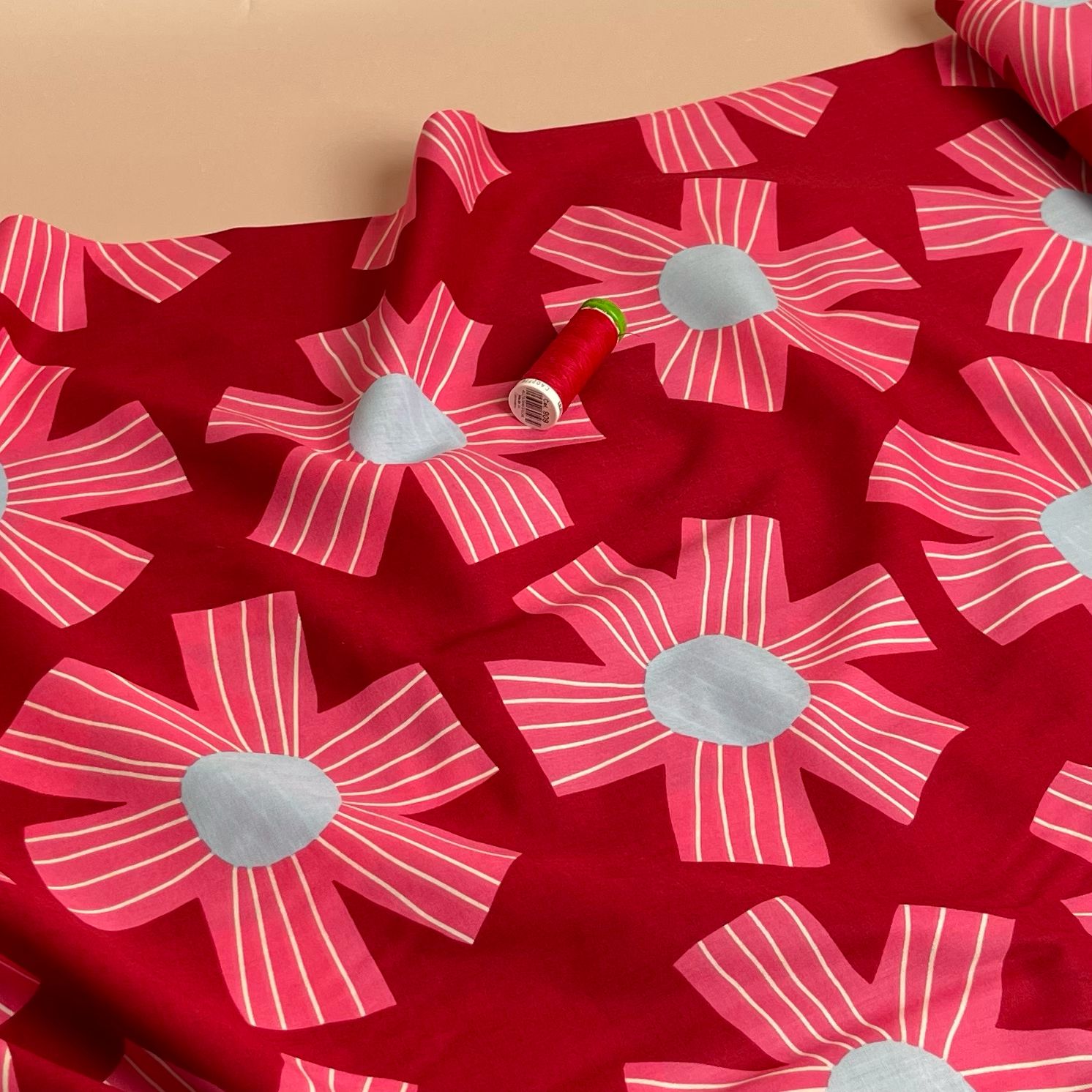 Nerida Hansen - Sunny Days on Red Cotton Voile Fabric