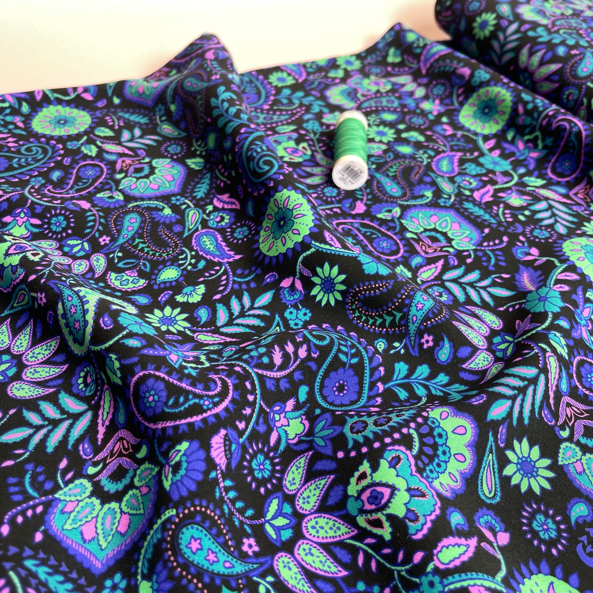 Neon Paisley LENZING™ ECOVERO™ Viscose Fabric