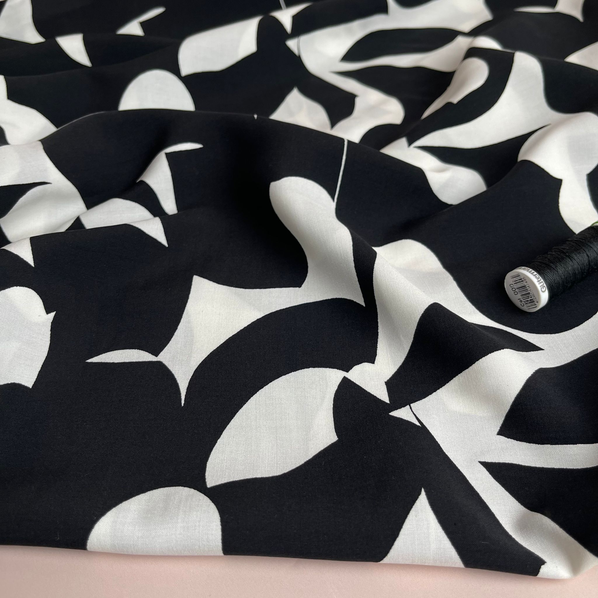 Shadows Black Viscose Fabric