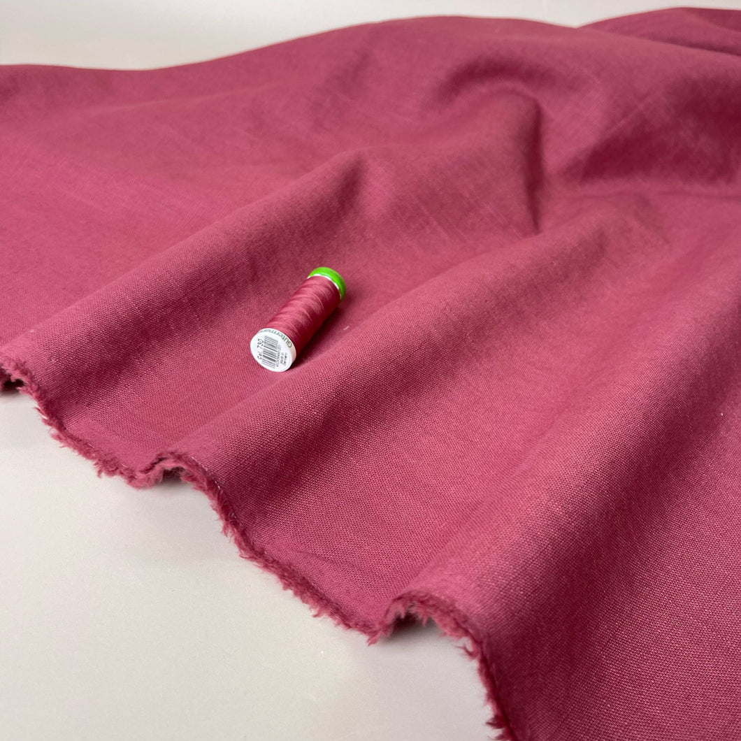 REMNANT 0.65 metre - Breeze Raspberry Red - Enzyme Washed Linen Cotton Fabric