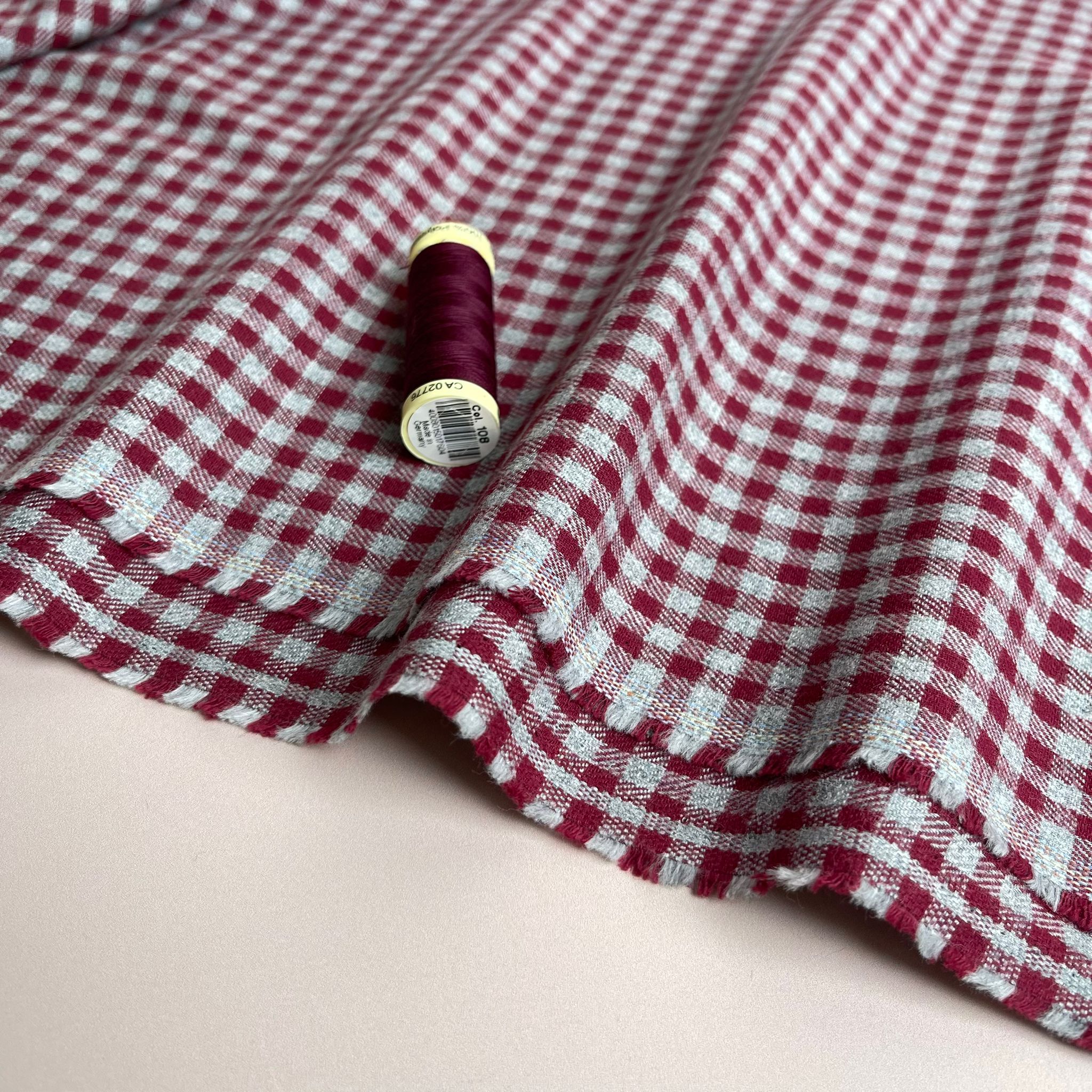 Yarn Dyed Mini Red Gingham Cotton Flannel