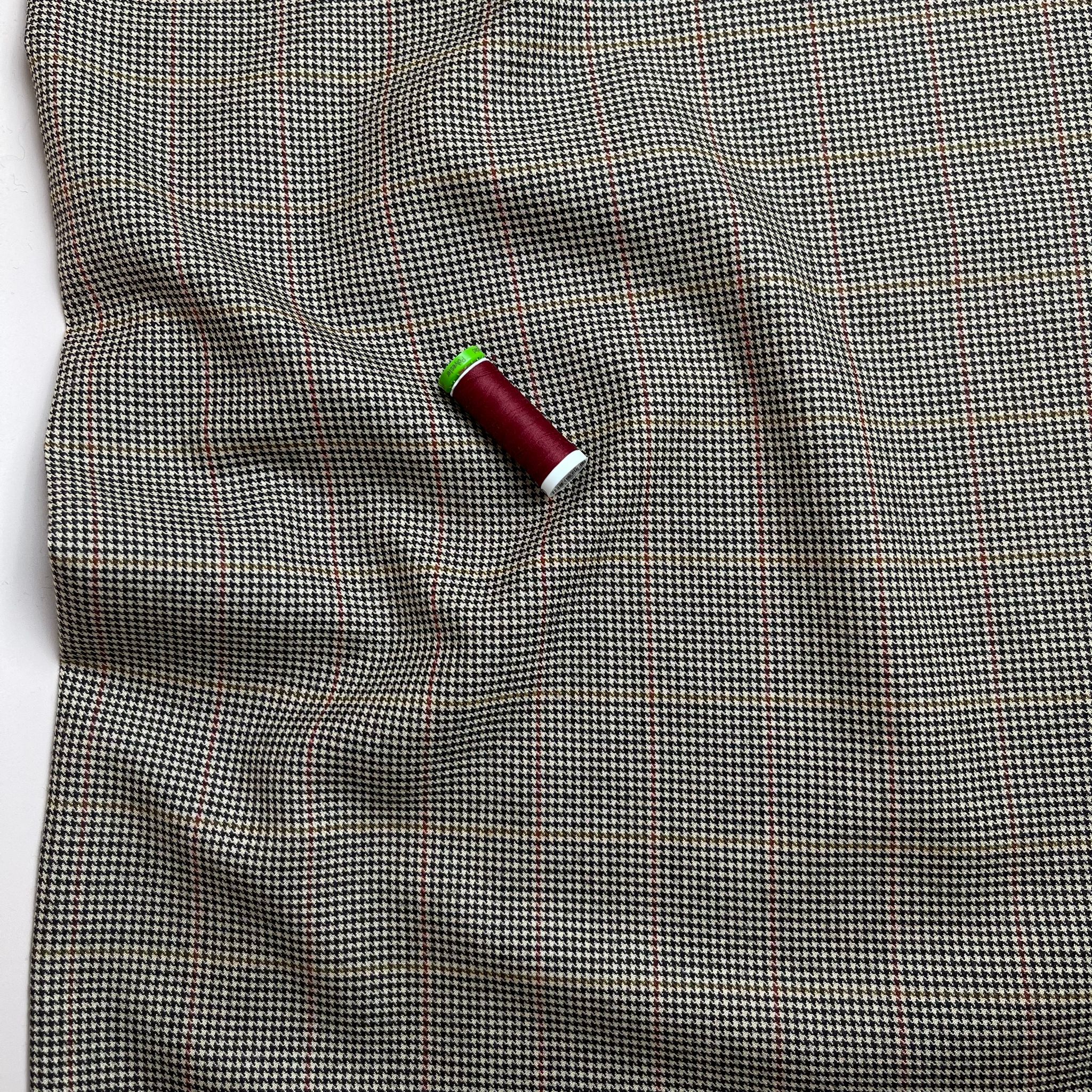 Deadstock Pure Wool Puppytooth Check Suiting Fabric