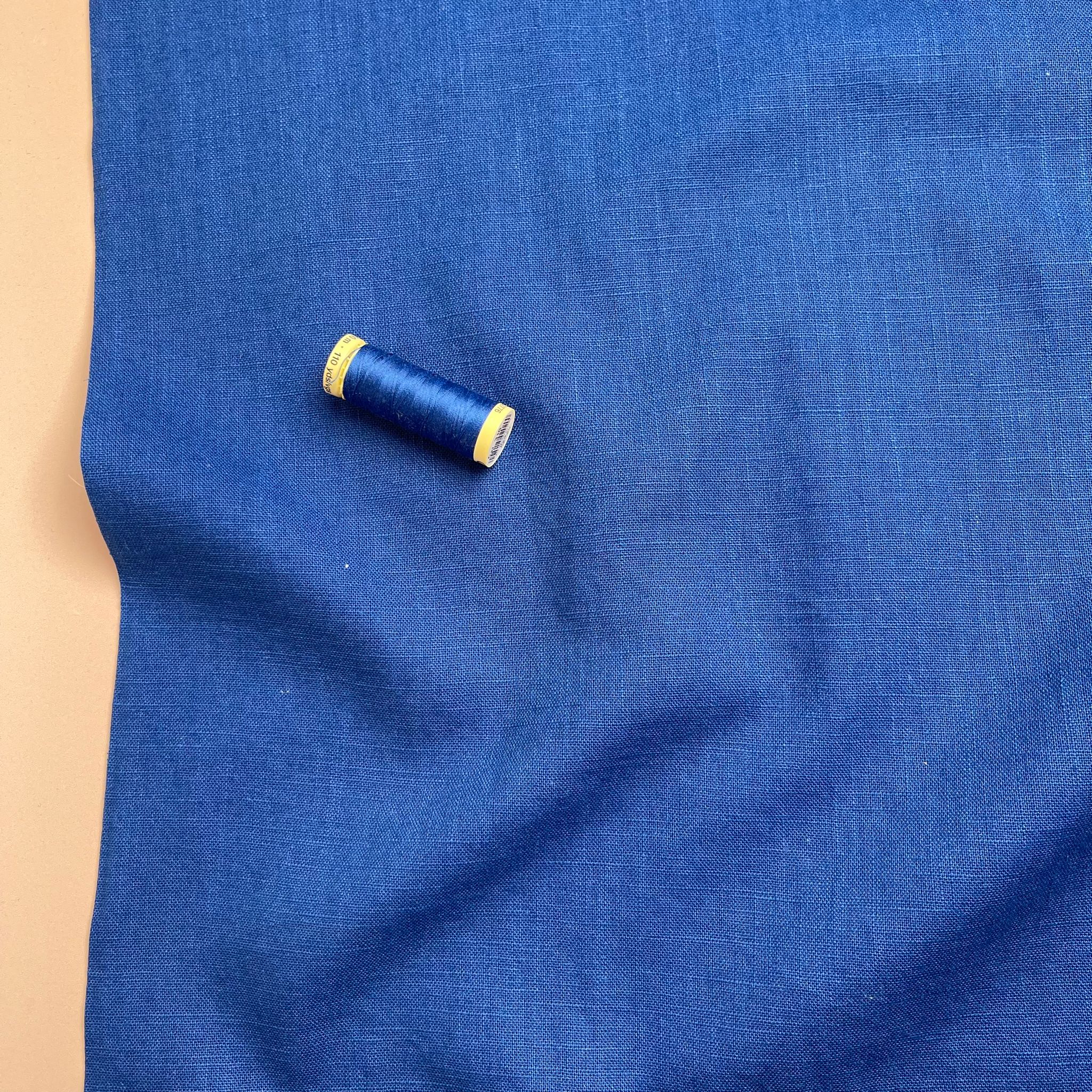 REMNANT 2.30 metres - Breeze Cobalt - Enzyme Washed Linen Cotton Fabric