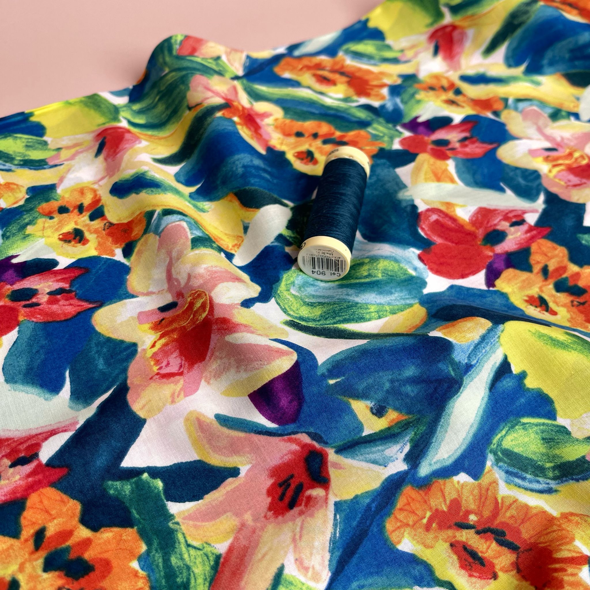 Vibrant Spring Blooms Cotton Lawn Fabric