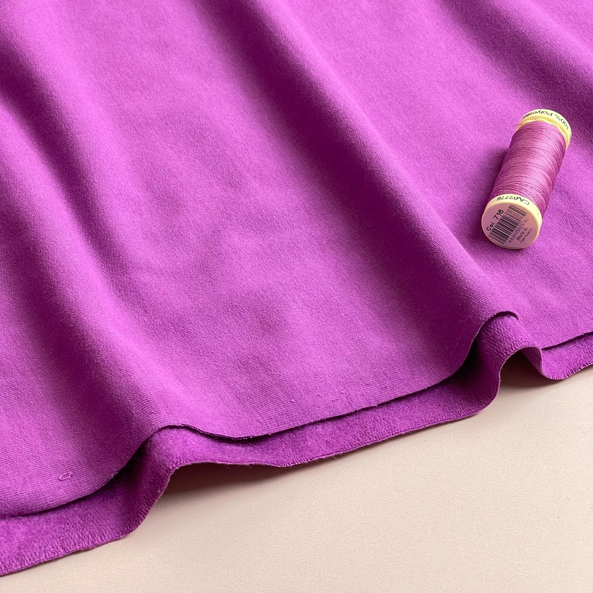 Peach Soft GOTS Organic Cotton Sweat-shirting in Violet