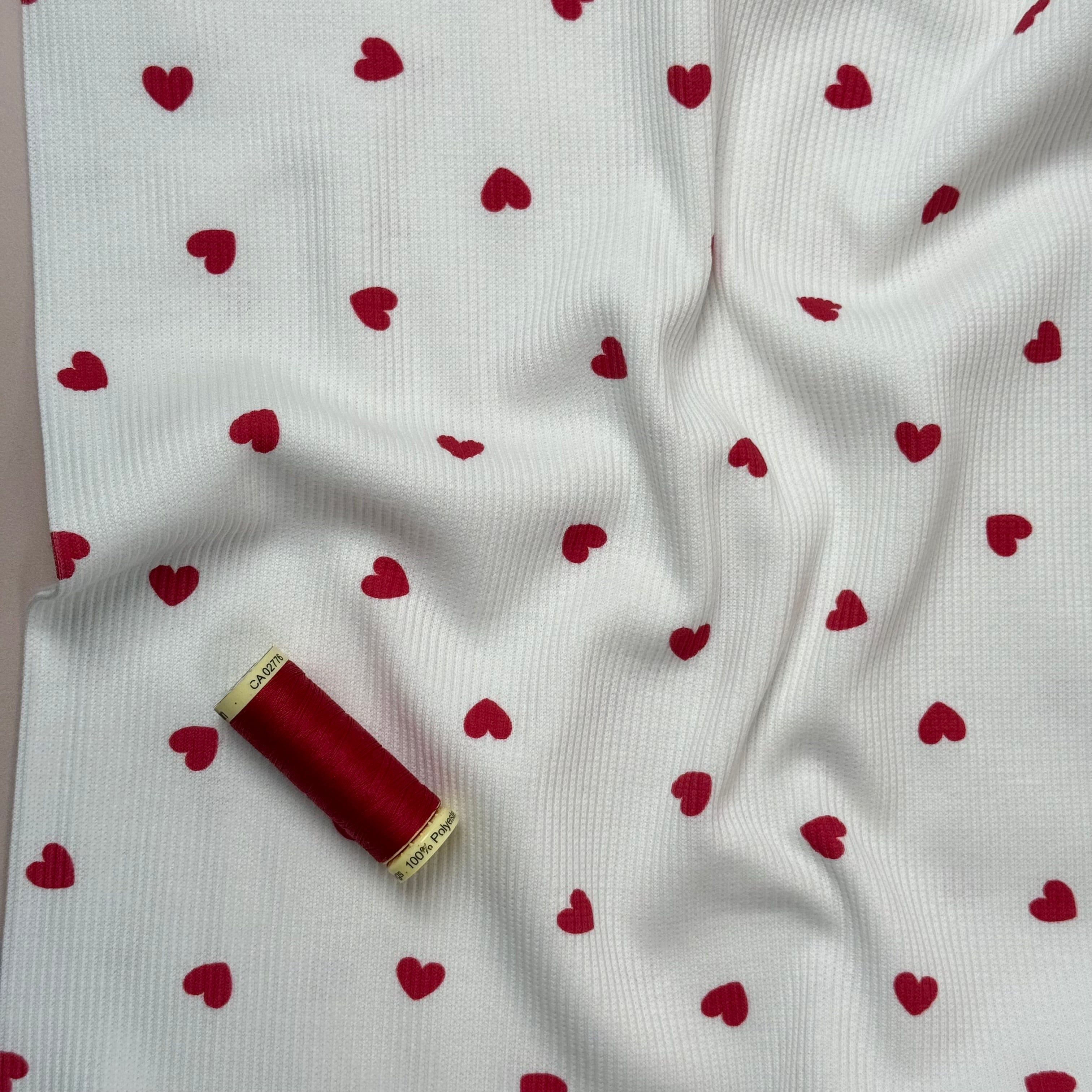 Red Hearts Cotton Ribbed Jersey