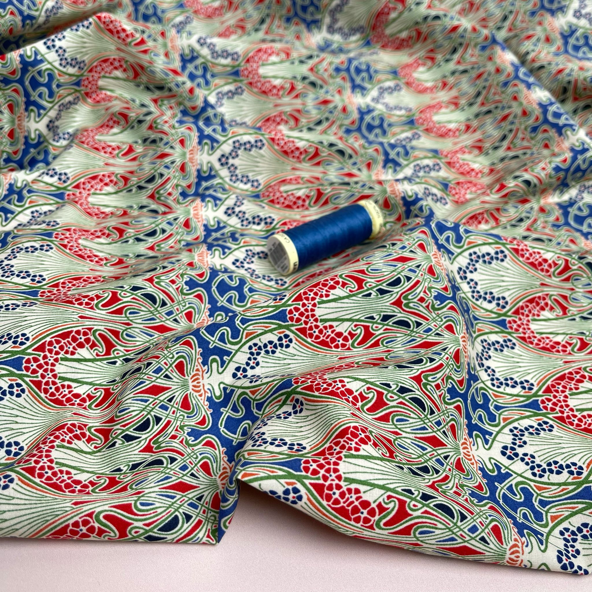 Deco Green and Red Cotton Lawn Fabric