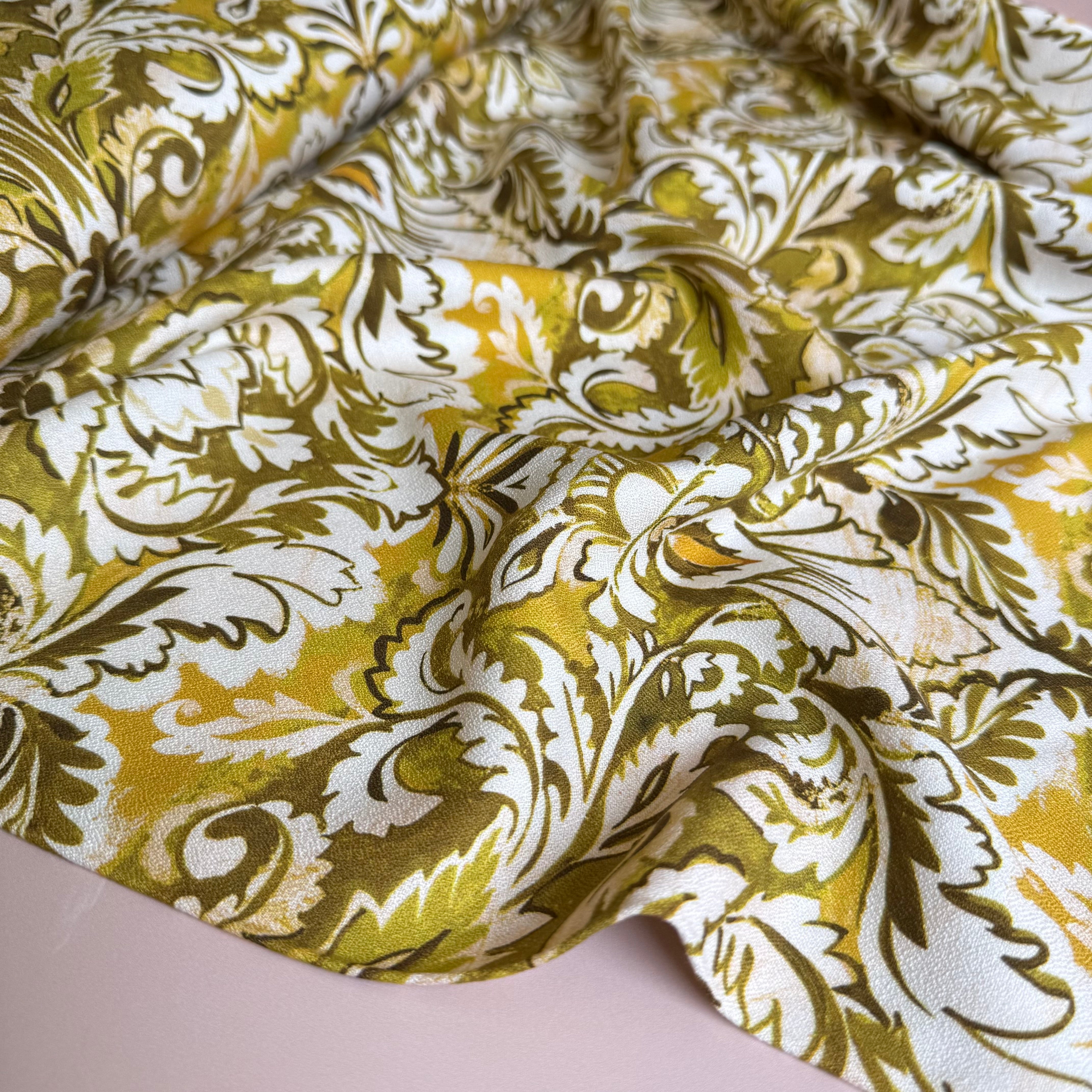 Ochre Ornaments Soft Viscose Crepe