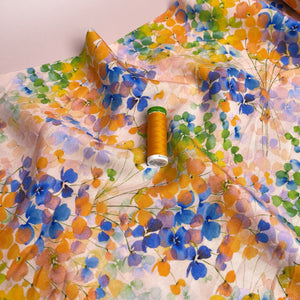 Watercolour Spring Blossoms Viscose Fabric