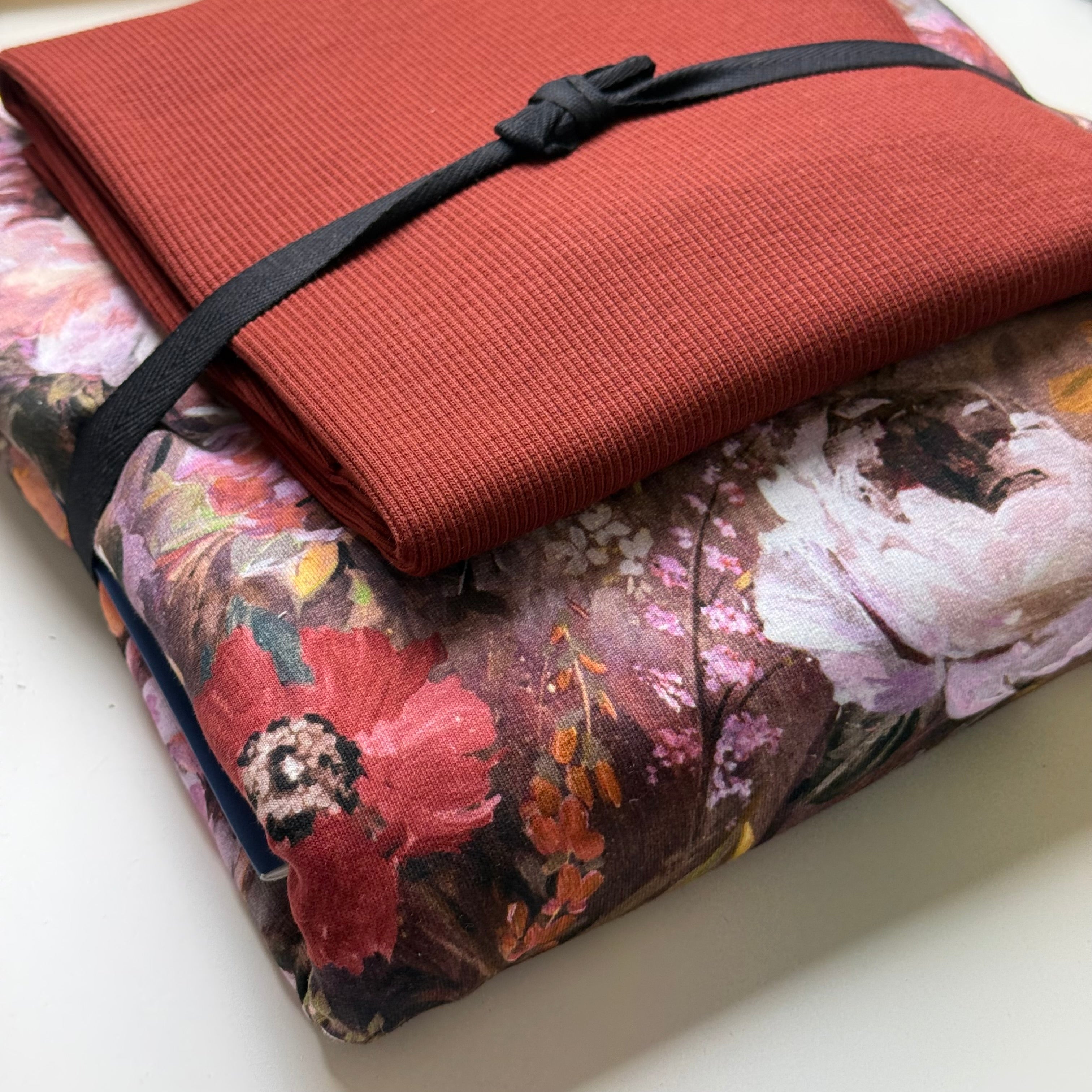Autumn Bouquet Brown Cotton French Terry Fabric