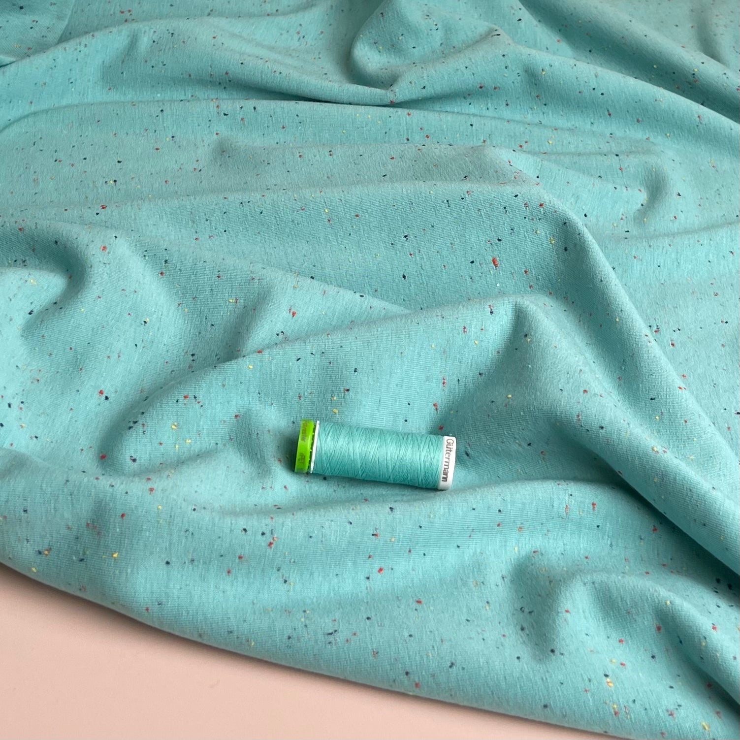 Cosy Colours Turquoise with multi Flecks Sweat-Shirting