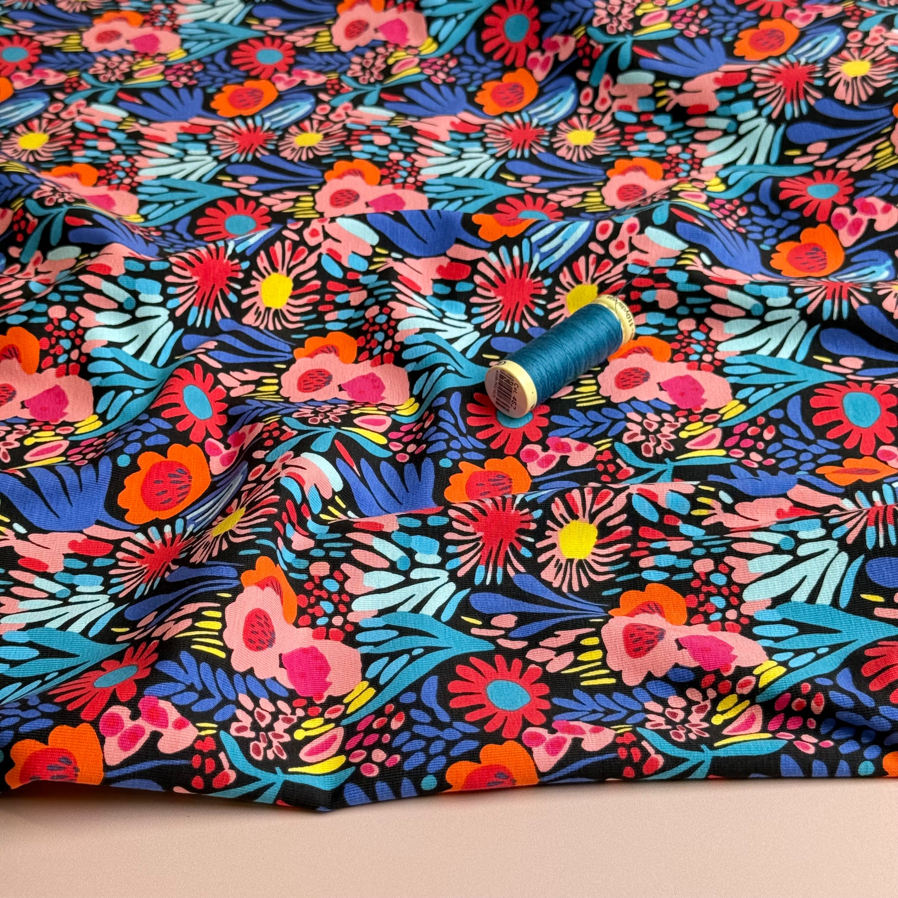 Colourful Flowers Cotton Jersey Fabric