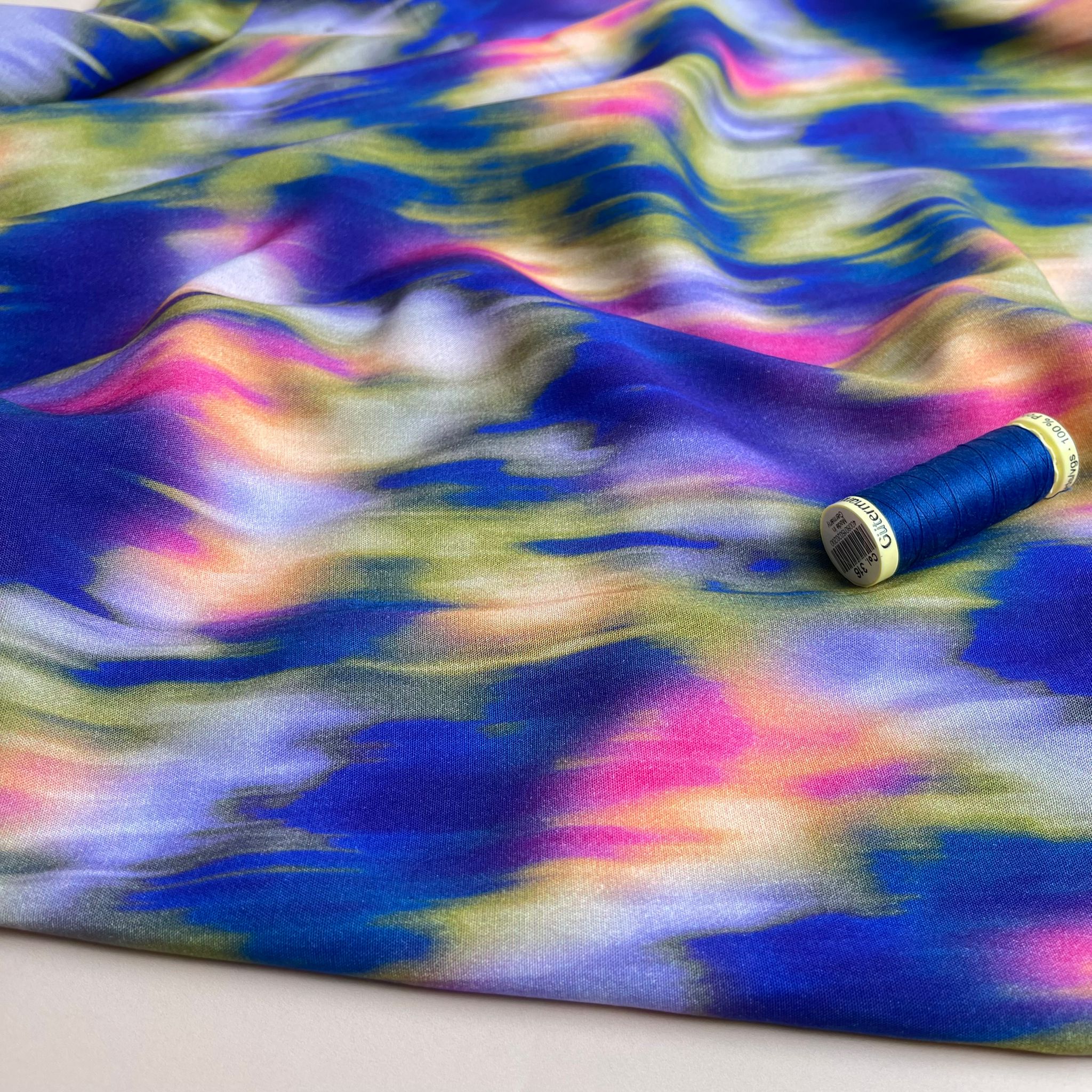 Cobalt Dream Stretch Viscose Poplin Fabric