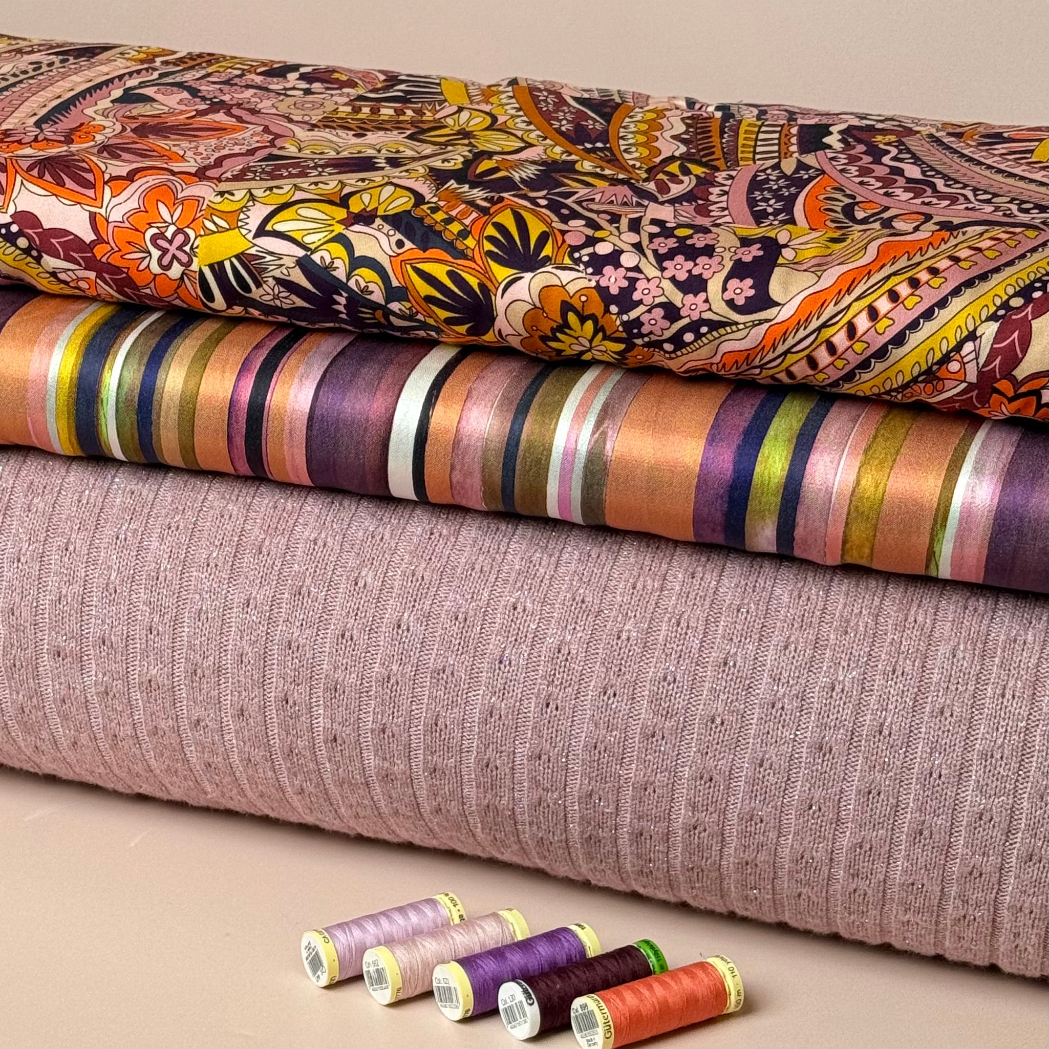 Sparkle Viscose Blend Cable Sweater Knit in Rose