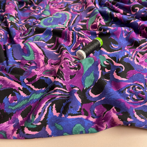 REMNANT 0.45 Metre - Abstract Paisley De Luxe Viscose Jersey Fabric