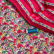 Paisley Flowers Red Quilted Cotton Fabric