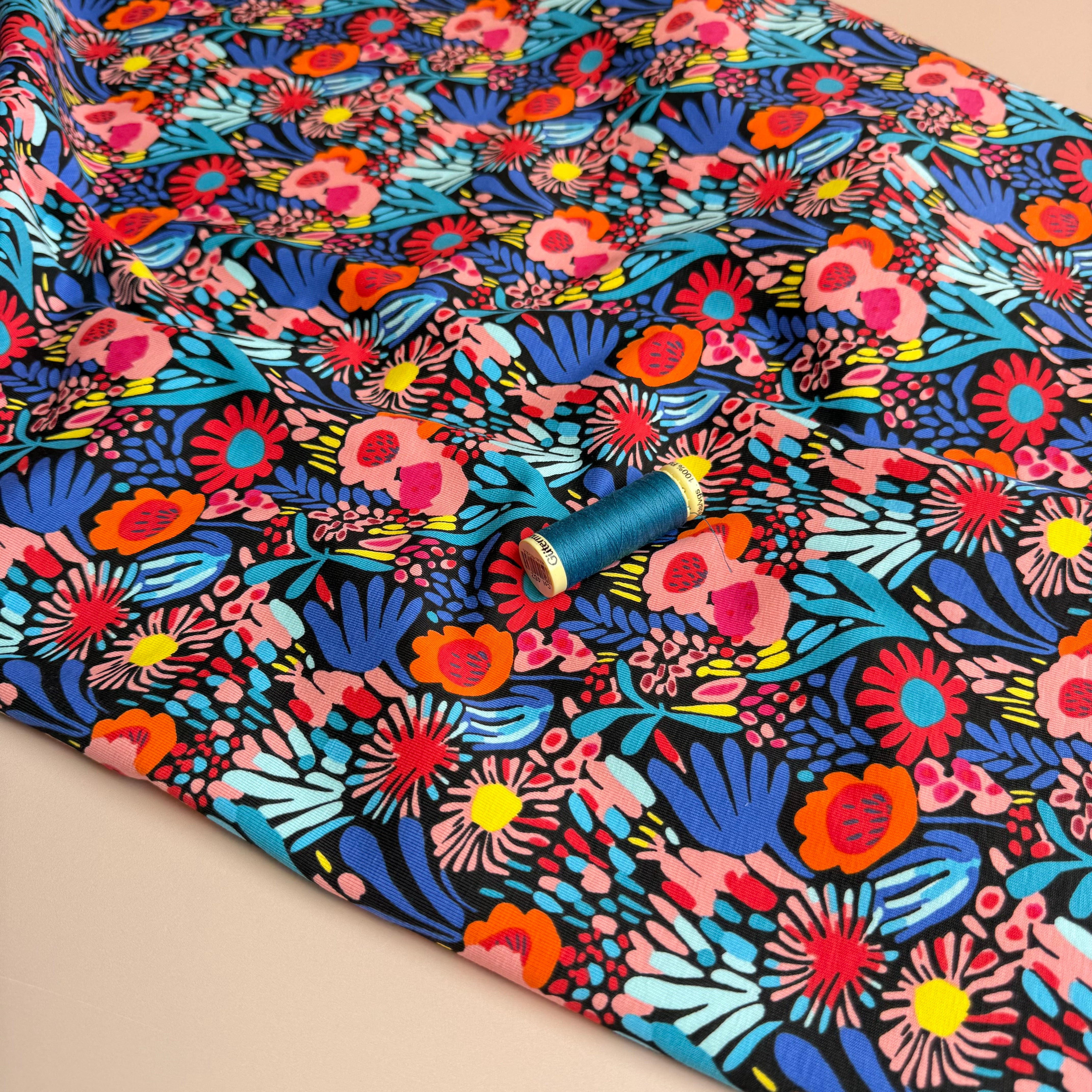 Colourful Flowers Cotton Jersey Fabric