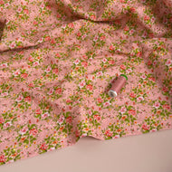 Rose Bouquet on Embroidered Cotton Voile Fabric