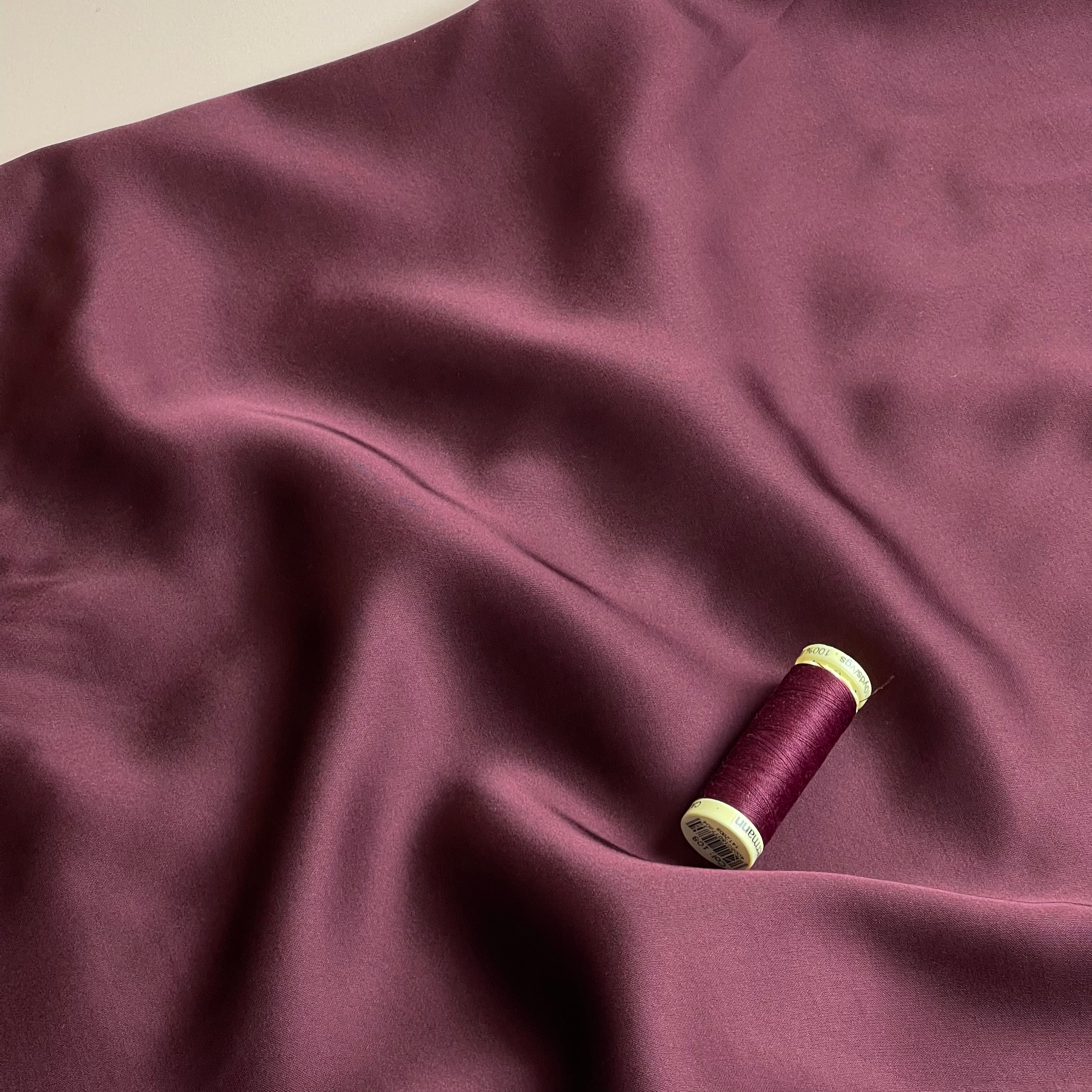 Wine Red Solid Viscose Sateen Fabric