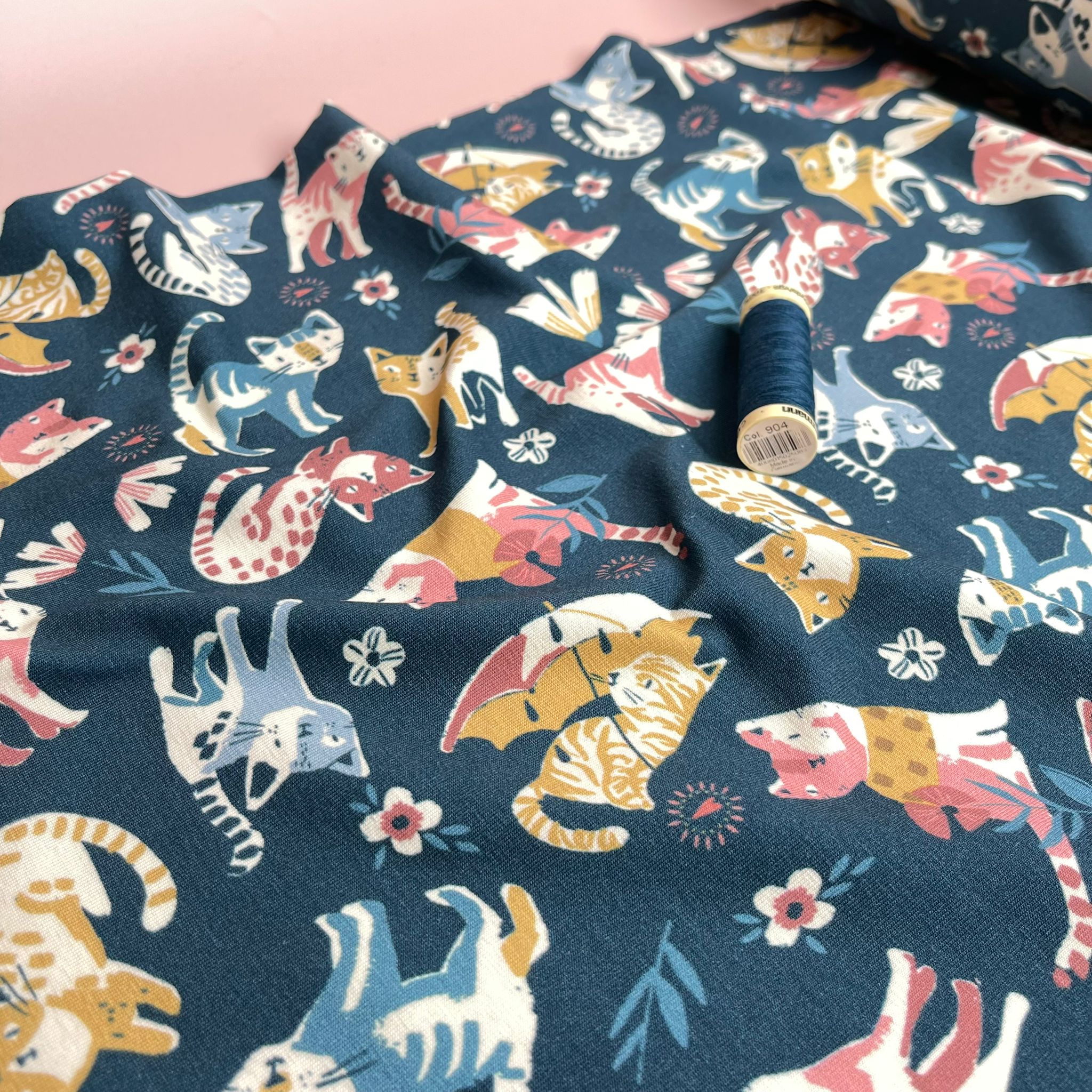 Danish Design - Playful Cats Cotton Jersey Fabric