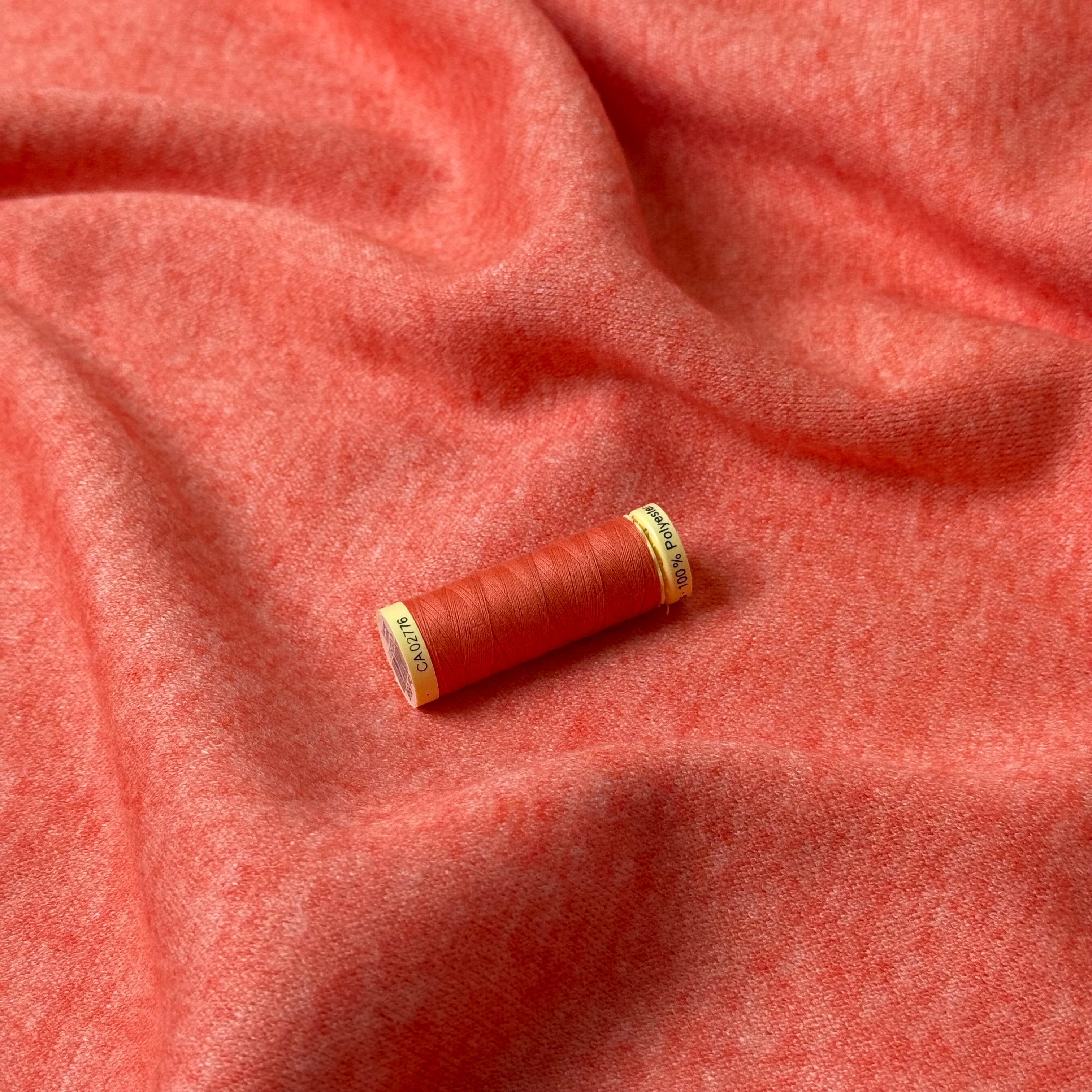 Snug Viscose Blend Sweater Knit in Coral Melange