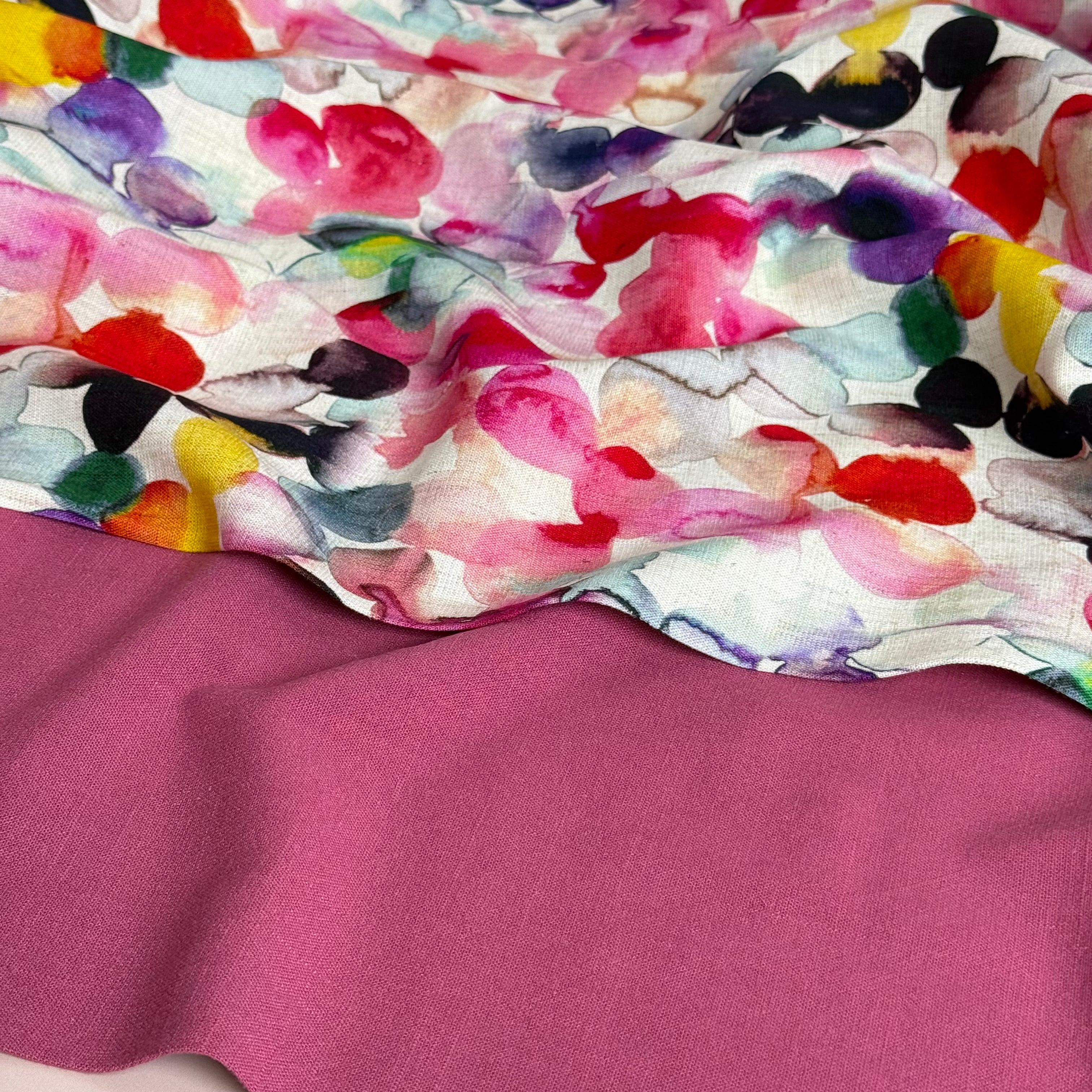 Flow Raspberry Viscose Linen Blend Dress Fabric