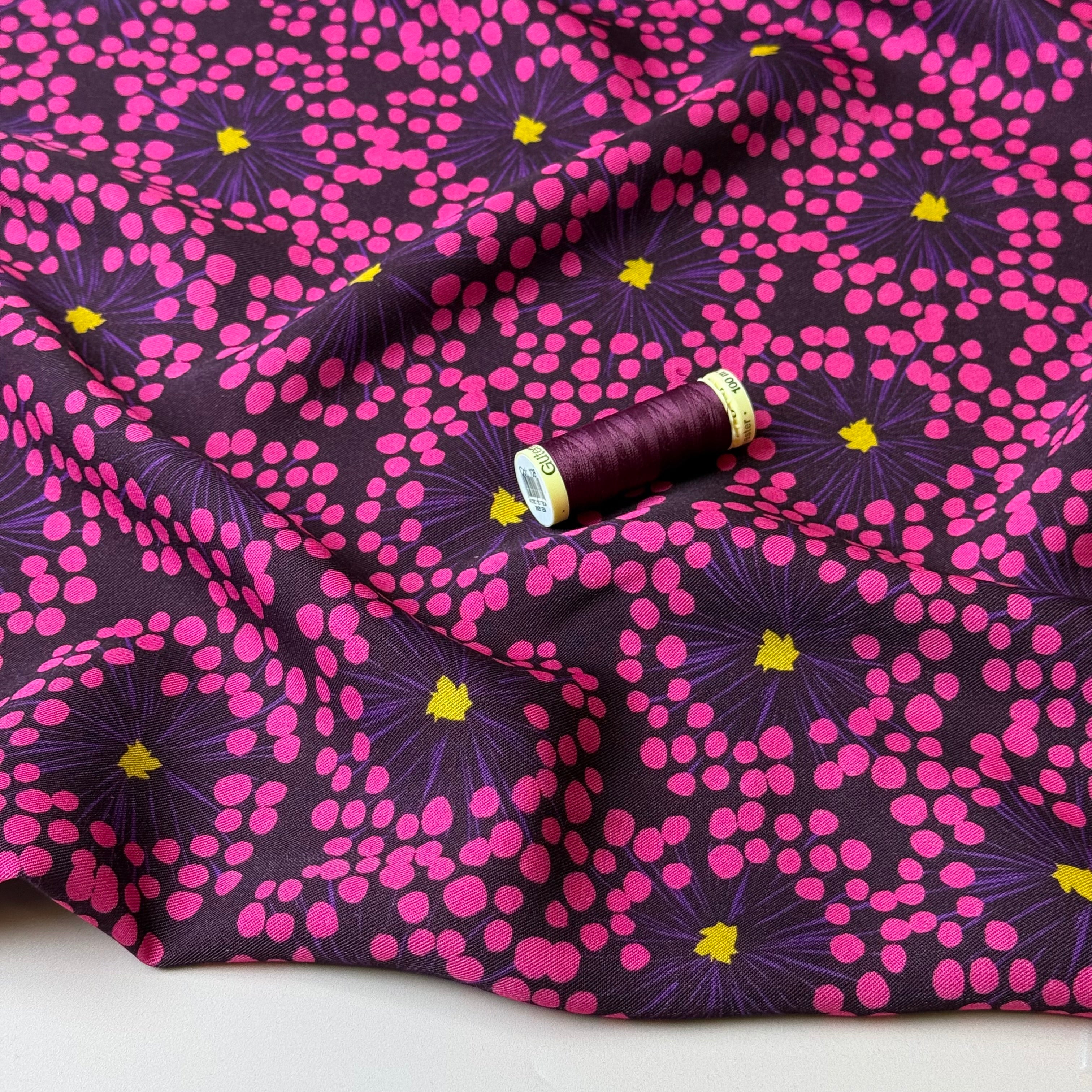 Light & Lush - Pink Dandelions Viscose Twill Fabric