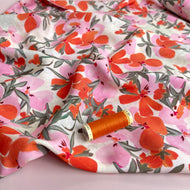 REMNANT 1.14 Metres - Watercolour Coral Petals Viscose Fabric