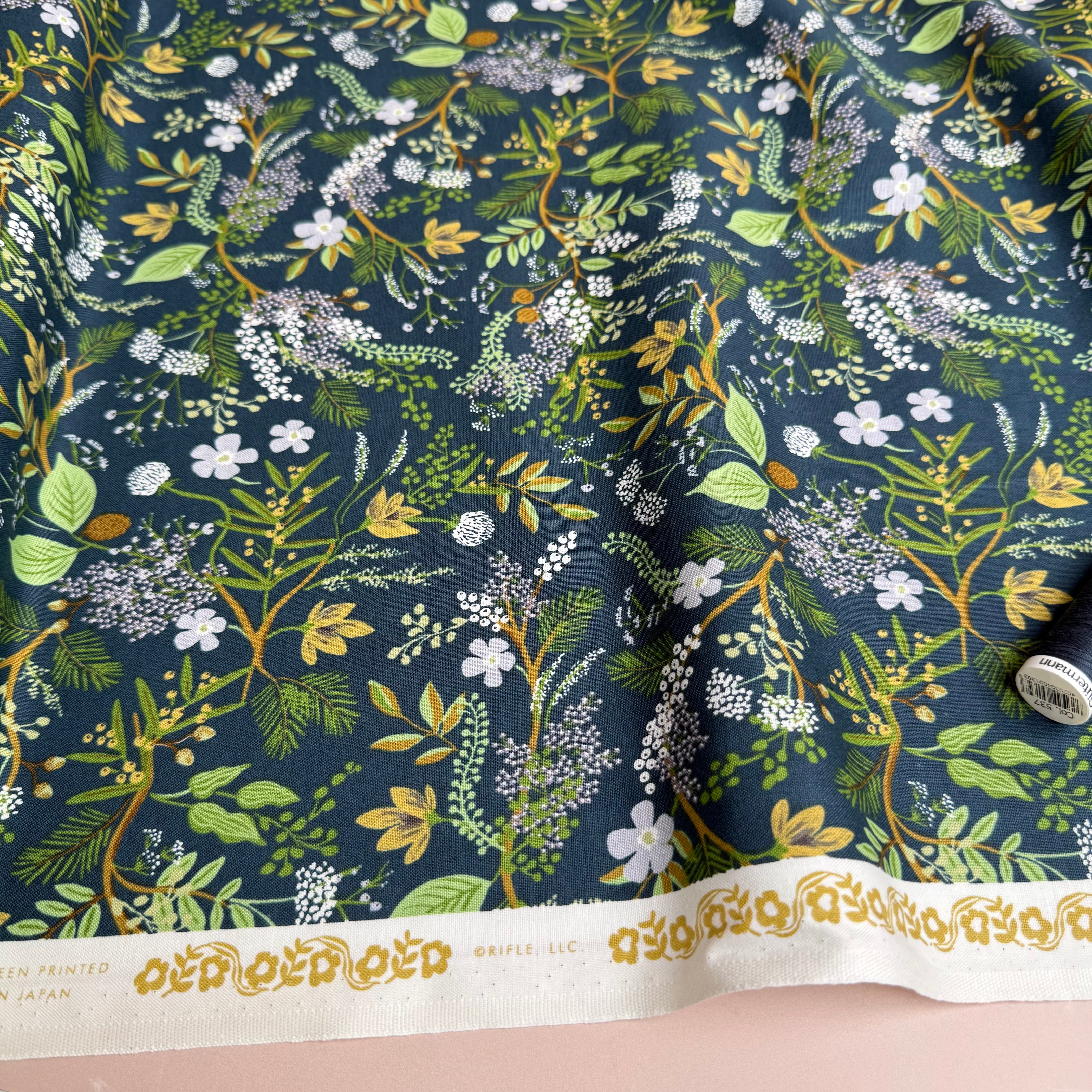 Rifle Paper Co - Juniper Forest in Evergreen Cotton Fabric from English Rose