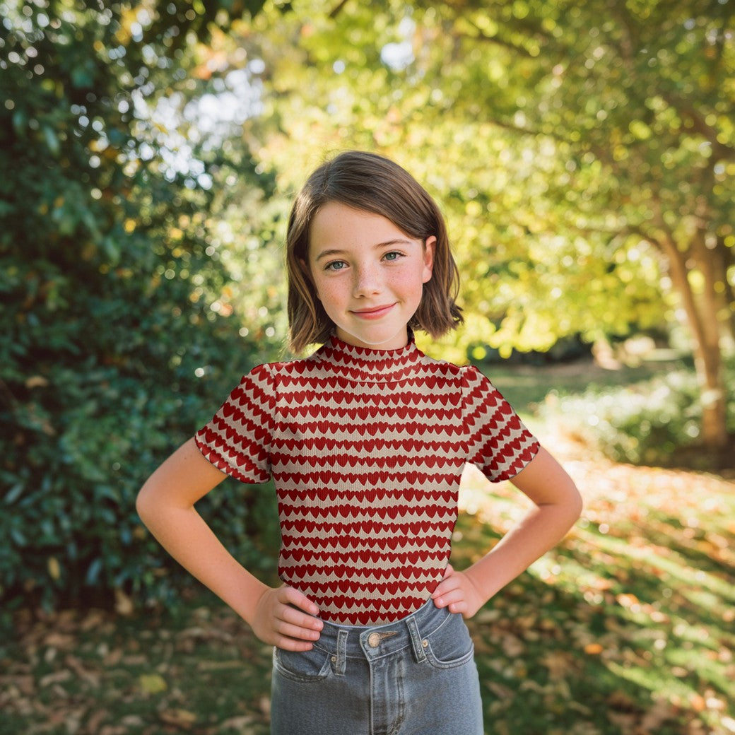 Heart Stripes Organic GOTS Cotton Ribbed Jersey