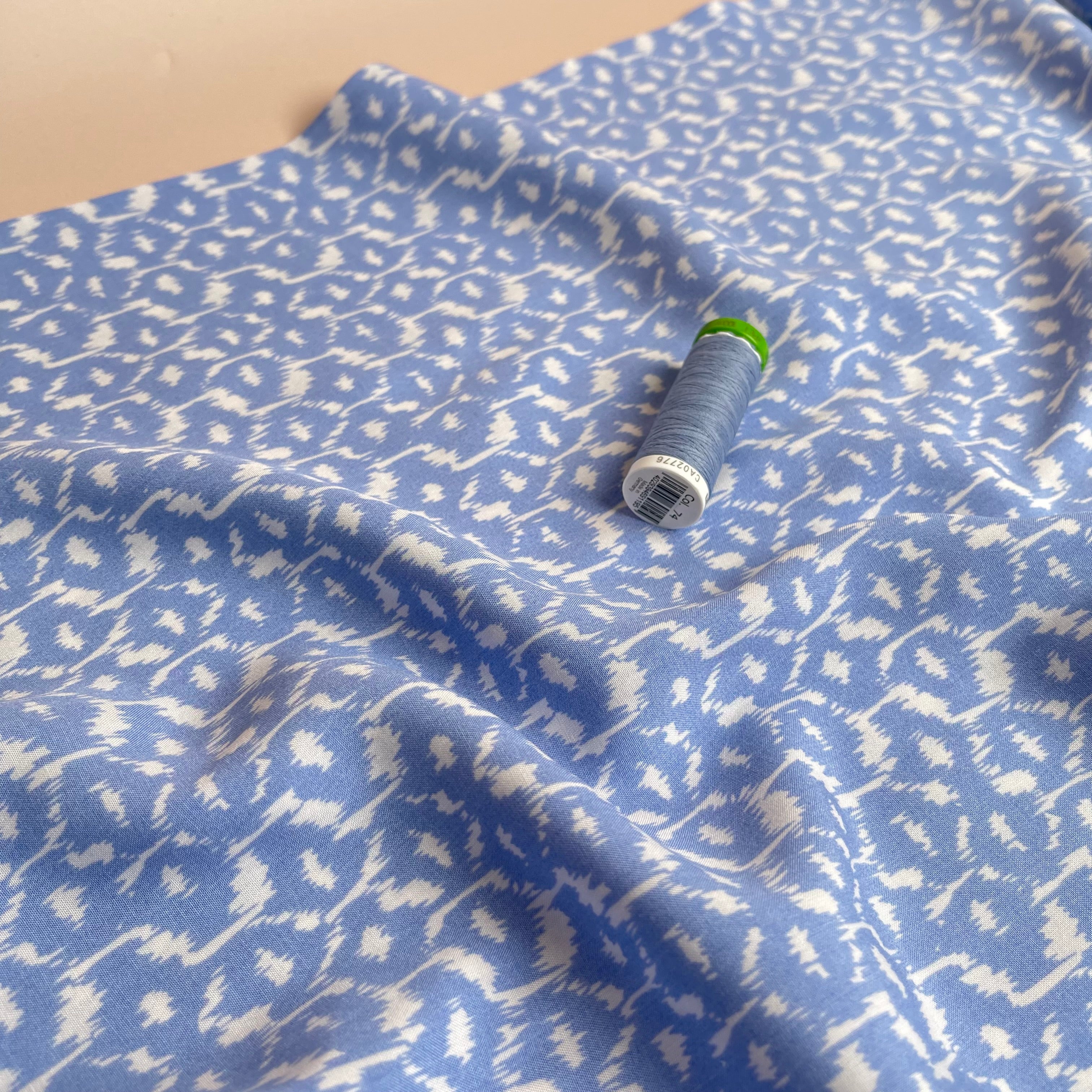 Blue Honeycomb Viscose Fabric