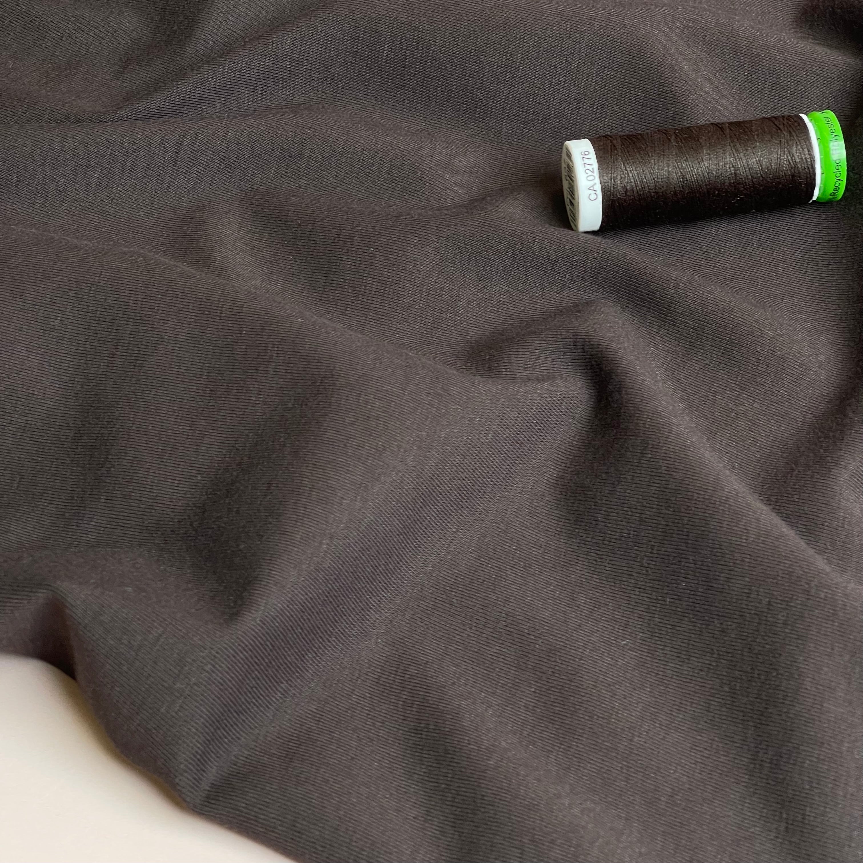 Essential Chic Dark Brown Plain Cotton Jersey Fabric