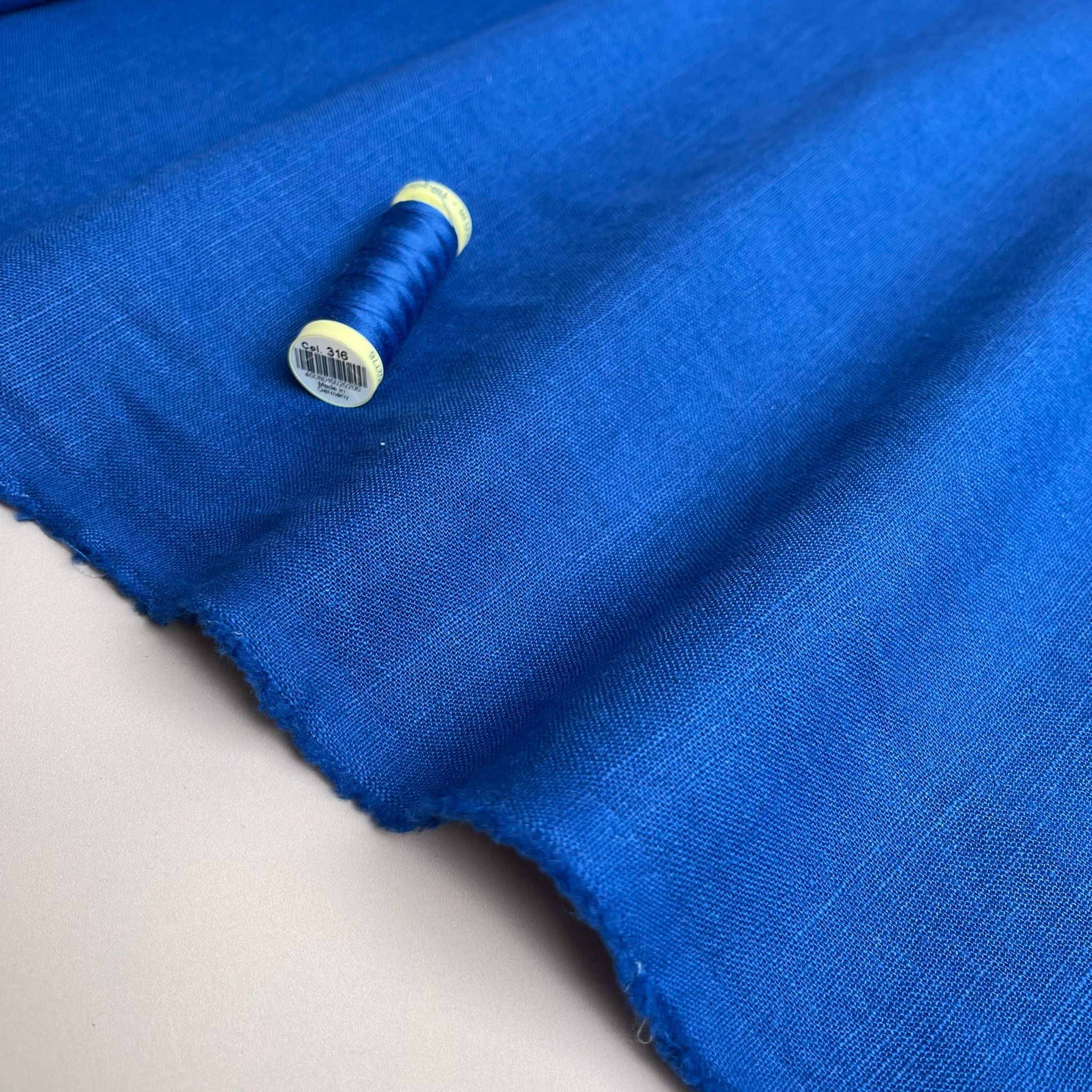 REMNANT 2.30 metres - Breeze Cobalt - Enzyme Washed Linen Cotton Fabric