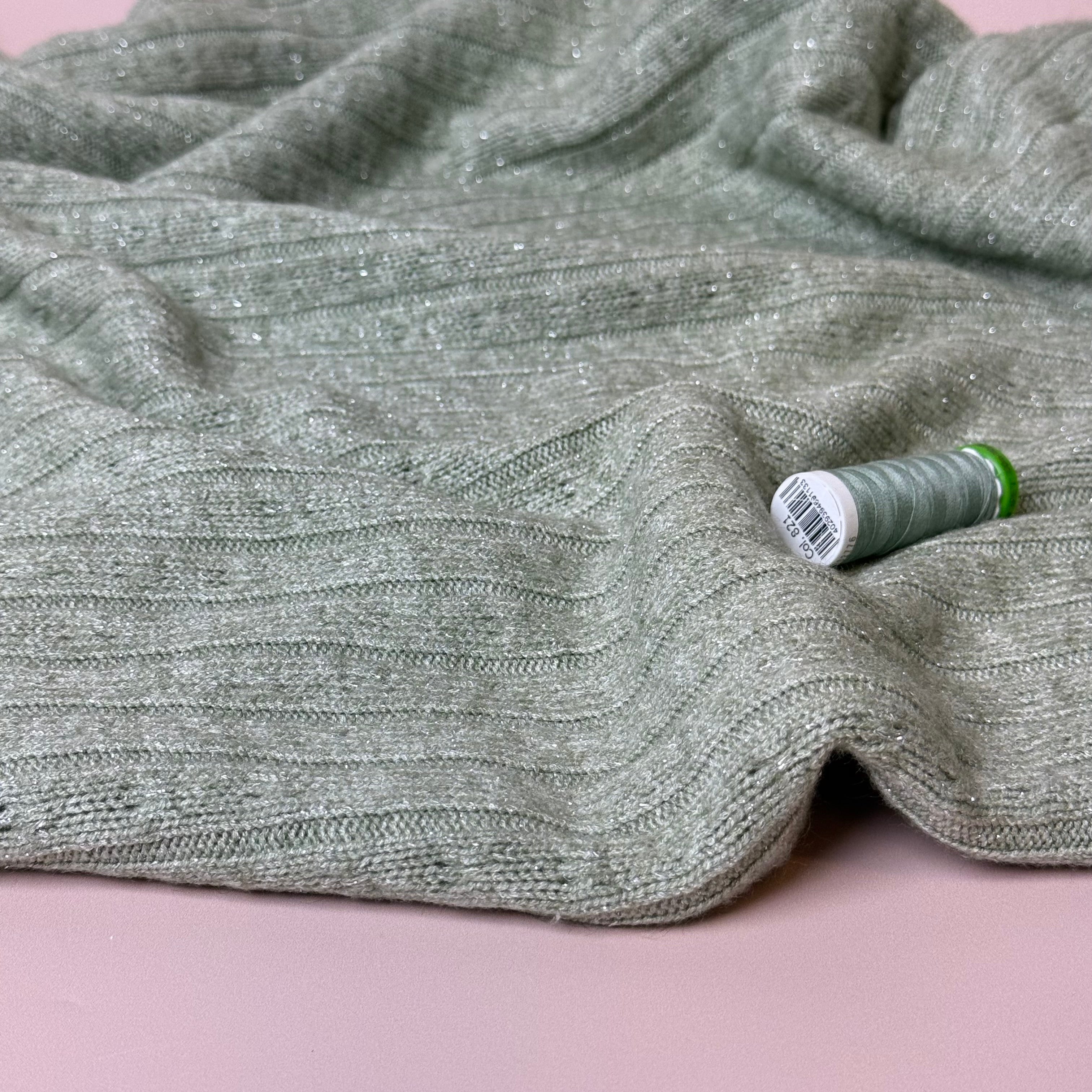 Sparkle Viscose Blend Cable Sweater Knit in Dark Mint