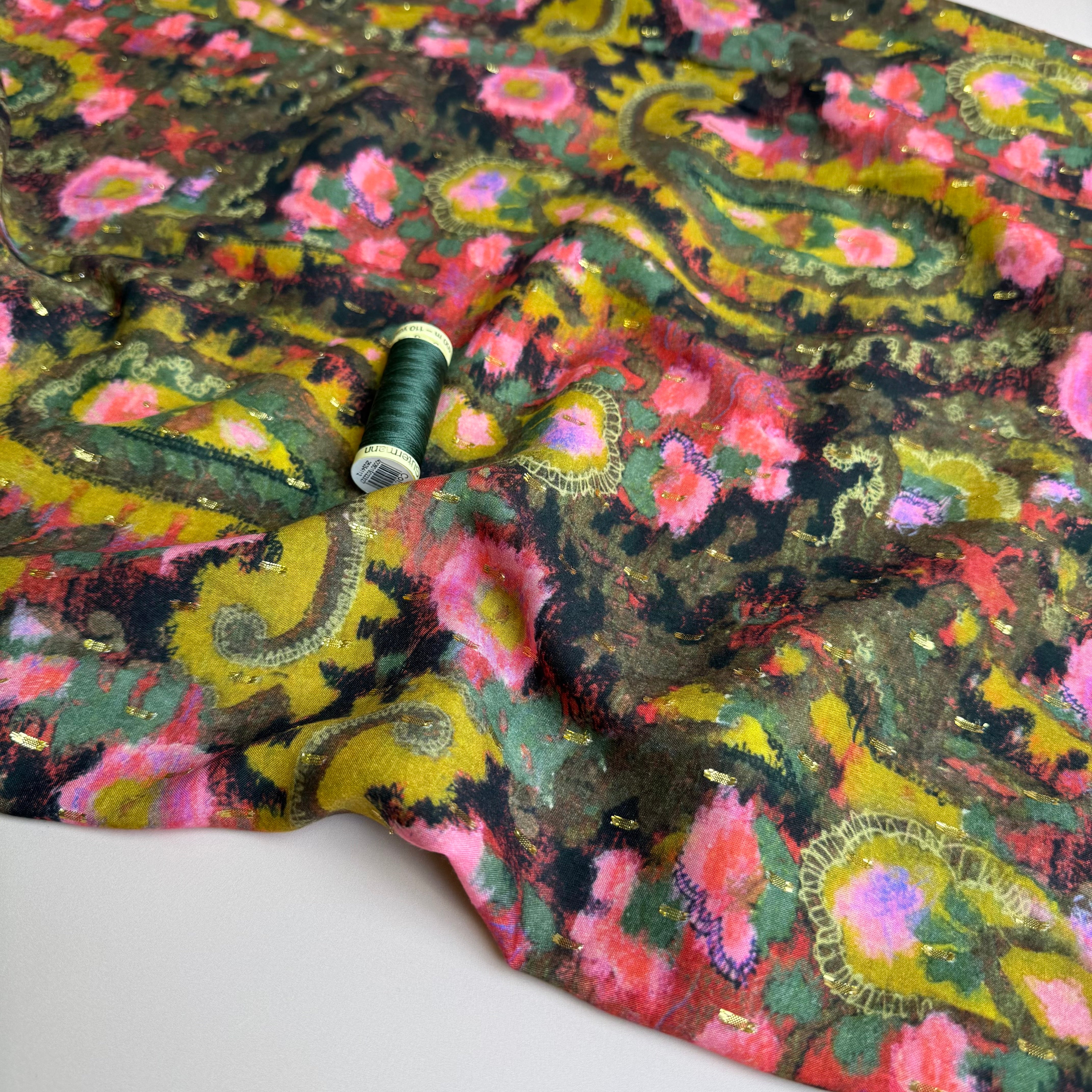 Autumn Paisley with Lurex Viscose Fabric