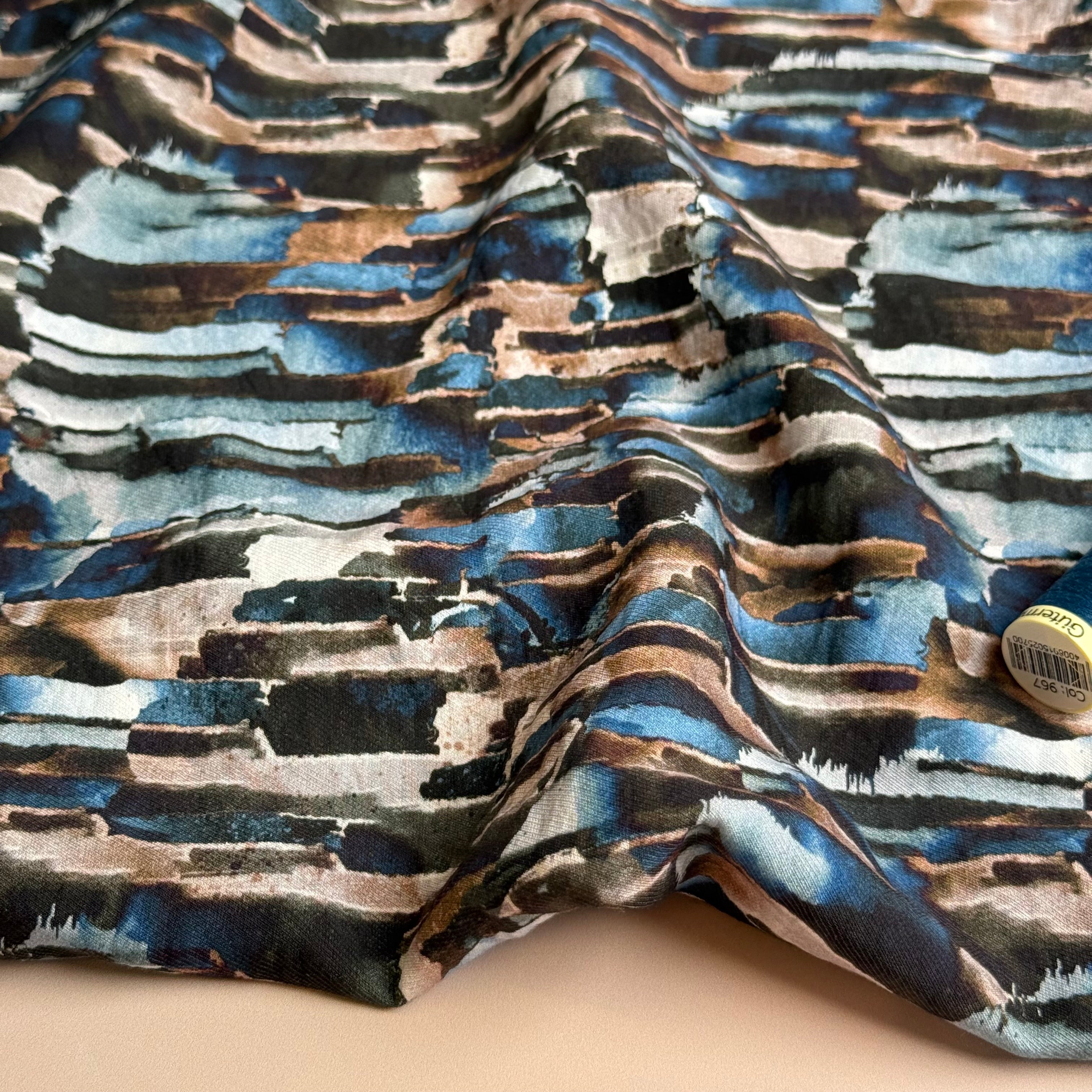 Painterly Rocks Fine Viscose Twill