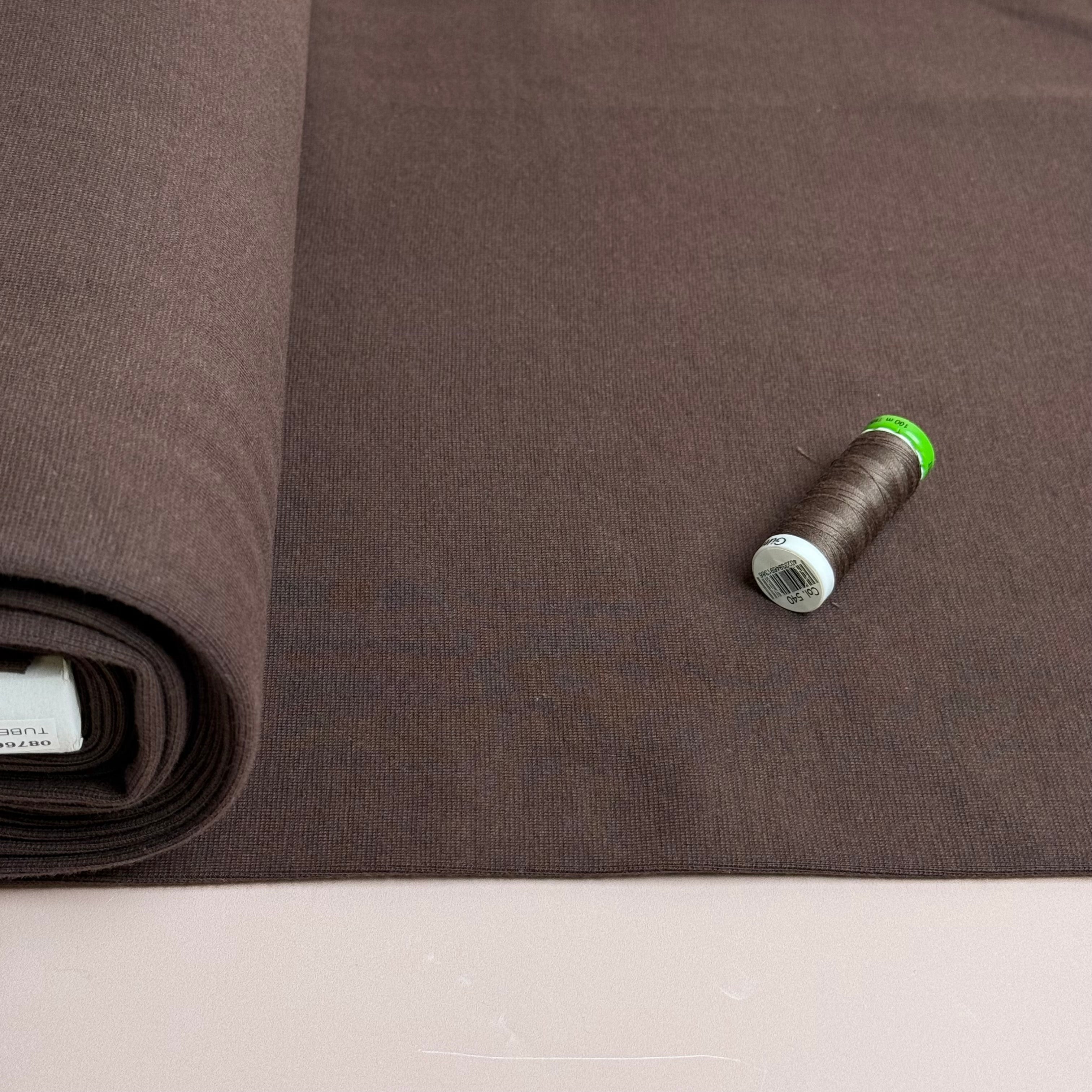 Dark Brown Tabular Cotton Cuff Ribbing Fabric