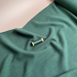 REMNANT 1.38 Metres - Flow Bottle Green Viscose Linen Blend Dress Fabric