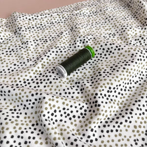 REMNANT 0.82 Metre - Danish Design - Khaki Dots Cotton Jersey Fabric