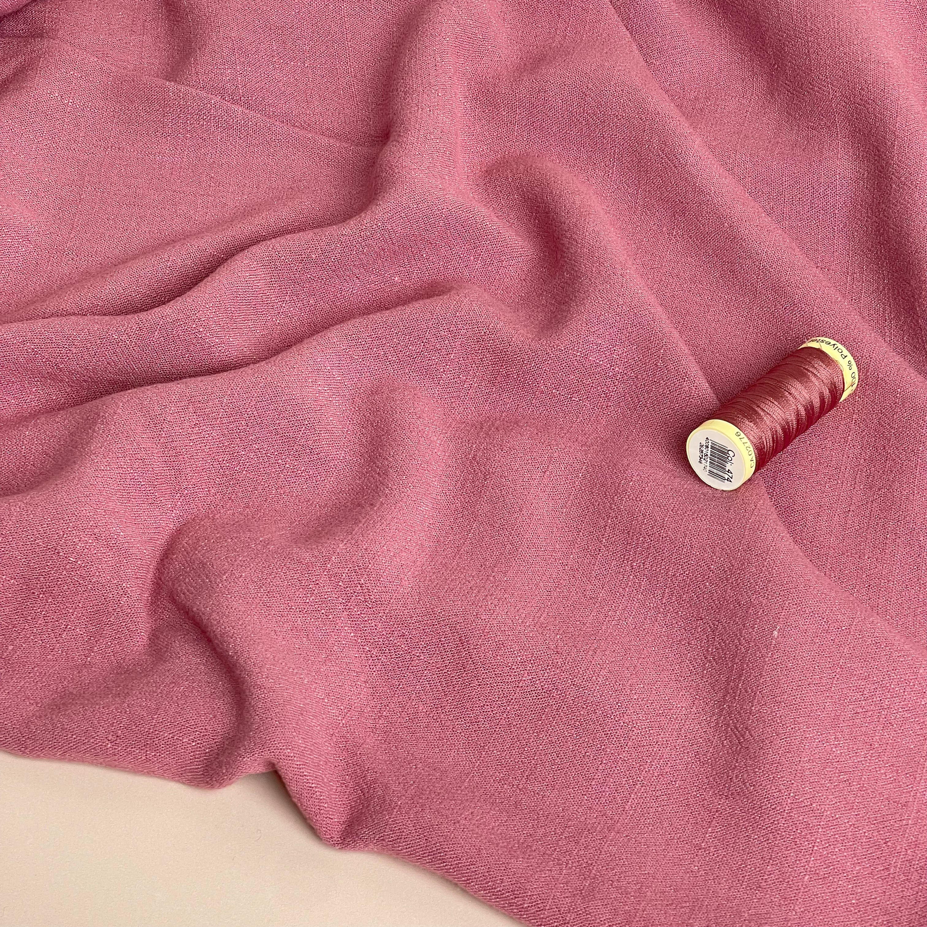 Flow Pink Viscose Linen Blend Dress Fabric