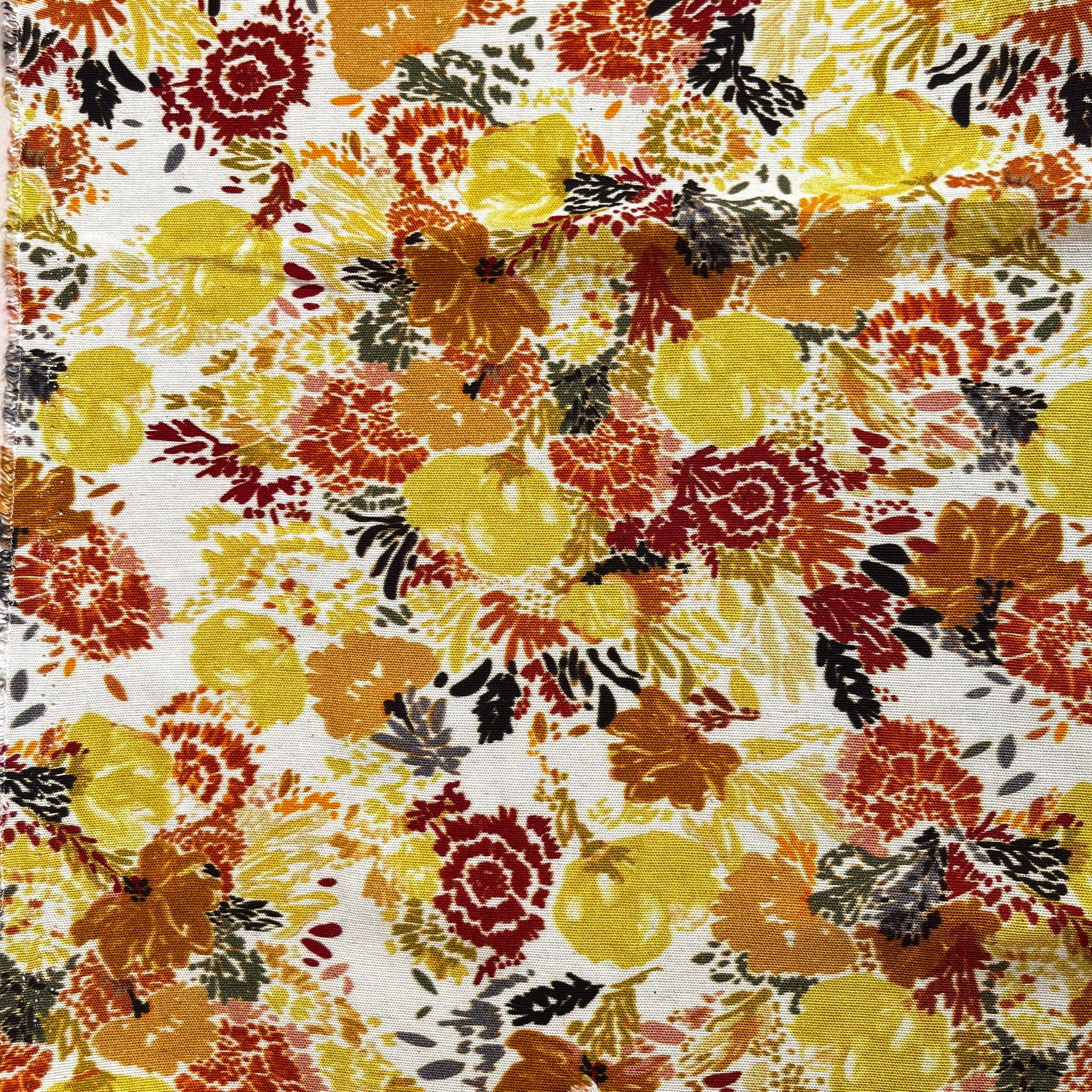 Autumn Sunset Florals Viscose Linen Fabric